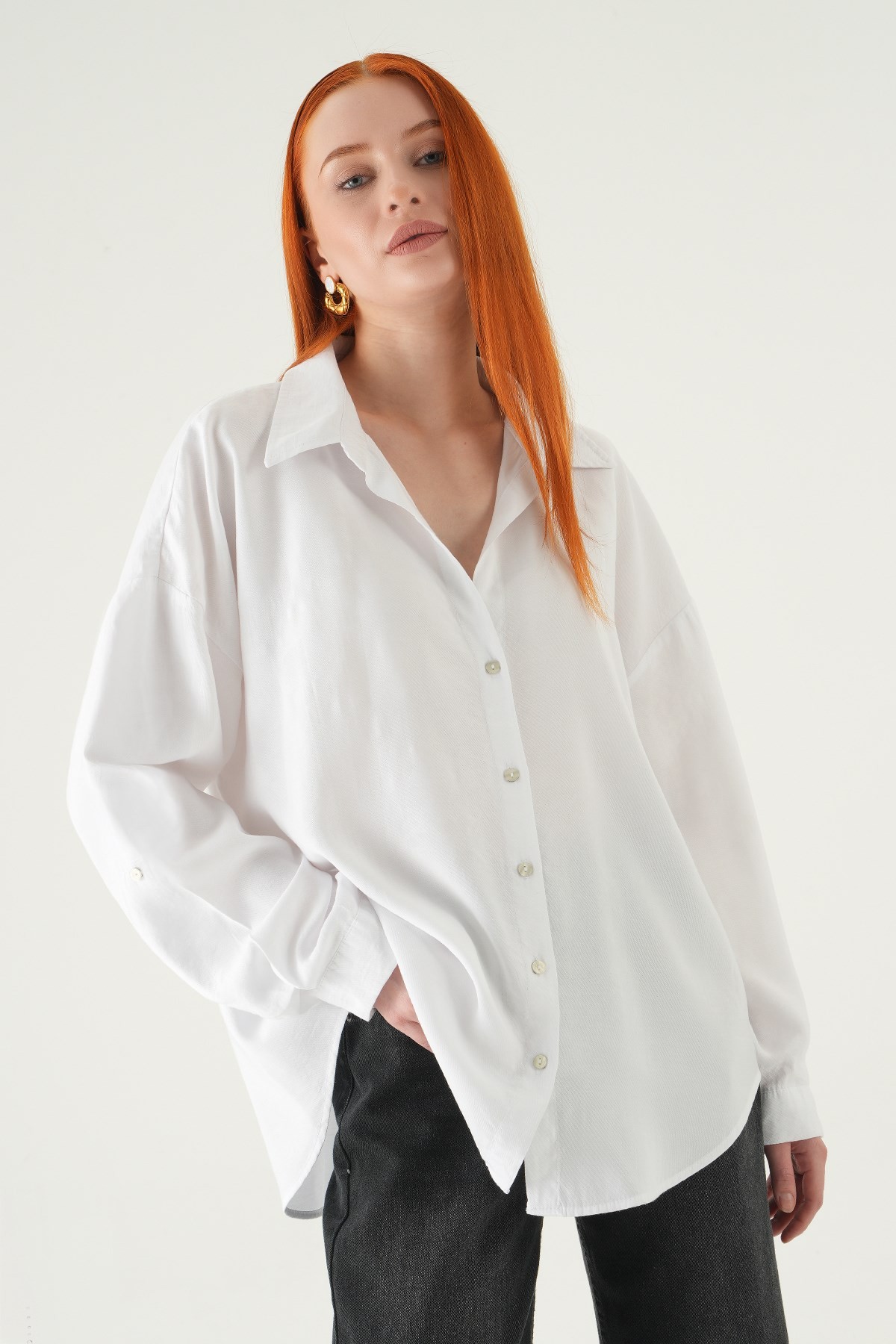 Beyaz Oversize Gömlek 2893