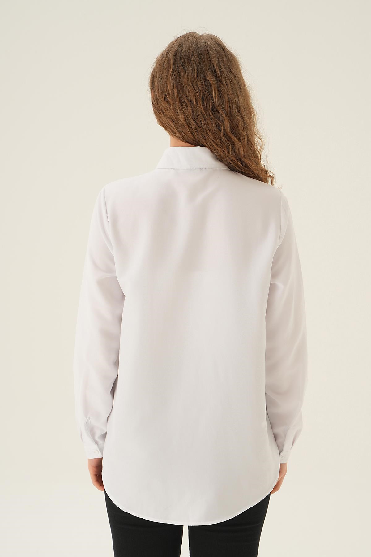 Beyaz Oversize Gömlek 6885A