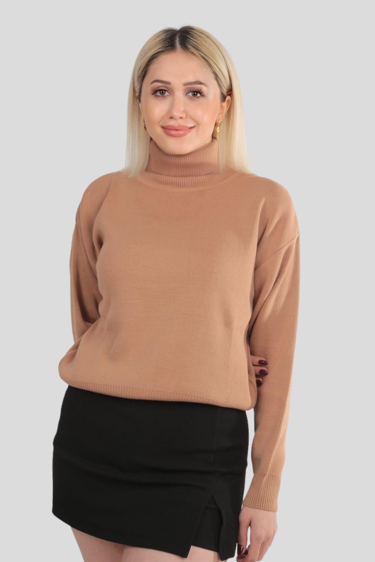 Bisküvi Balıkçı Yaka Basic Kazak 4225