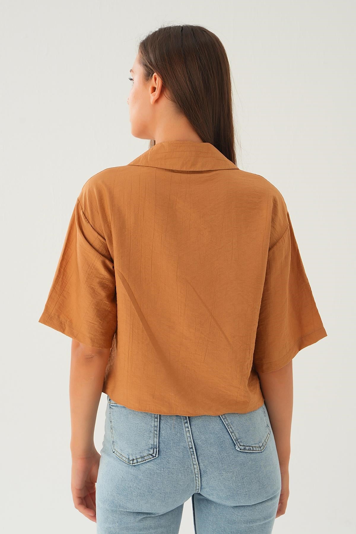 Bisküvi Oversize Kısa Gömlek 4159A