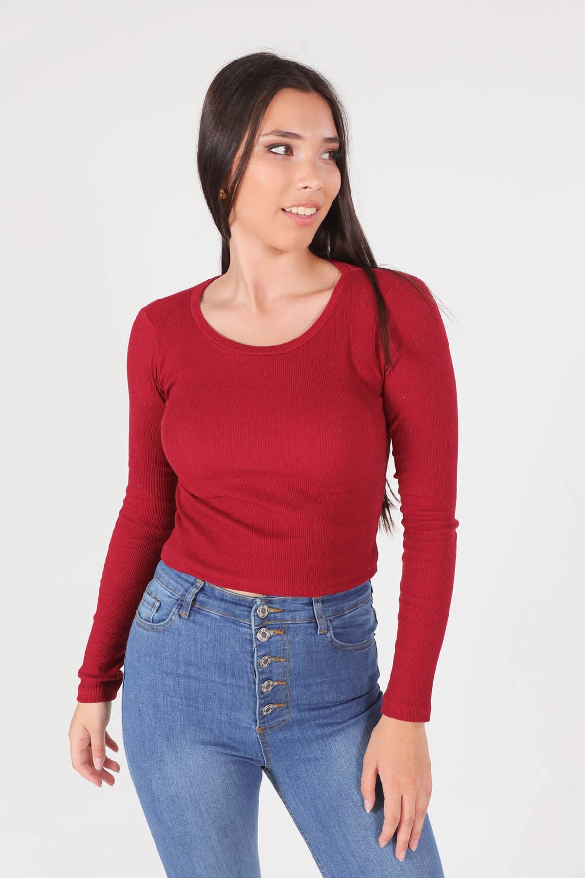 Bordo Bisiklet Yaka Bluz 1011