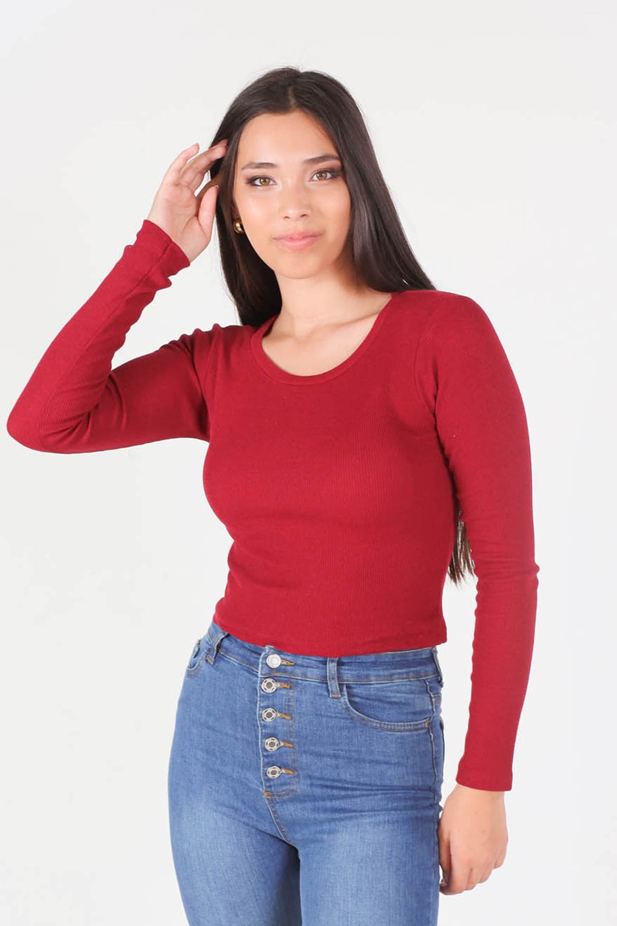Bordo Bisiklet Yaka Bluz 1011