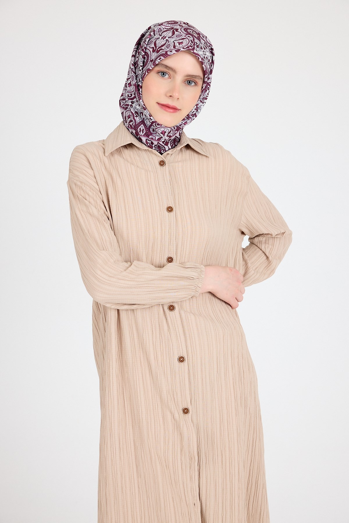 Bordo Etnik Desenli Eşarp 3013