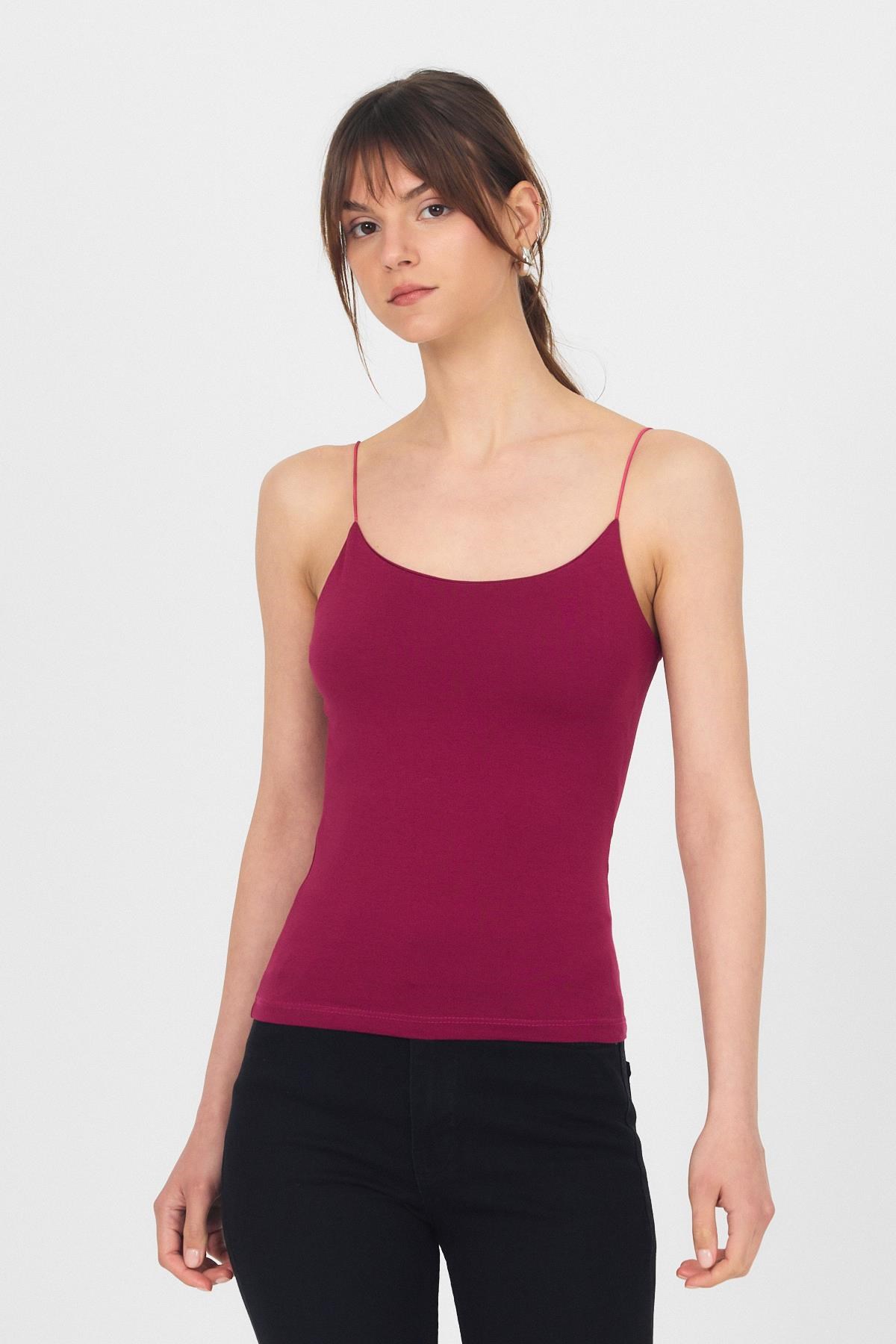 Bordo İnce Askılı Basic Atlet 848