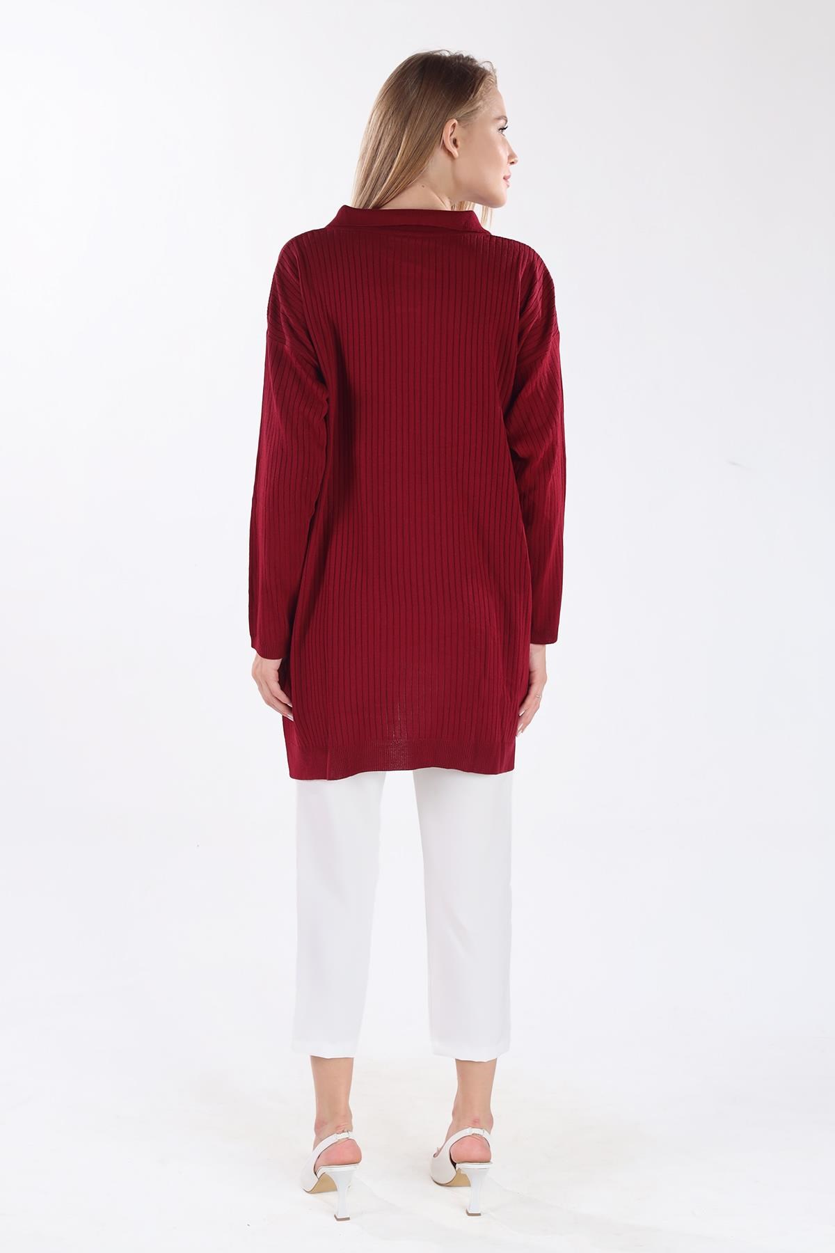 Bordo Polo Yaka Tunik 5410