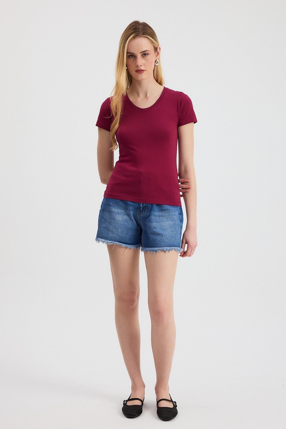 Bordo V Yaka Bady 2215