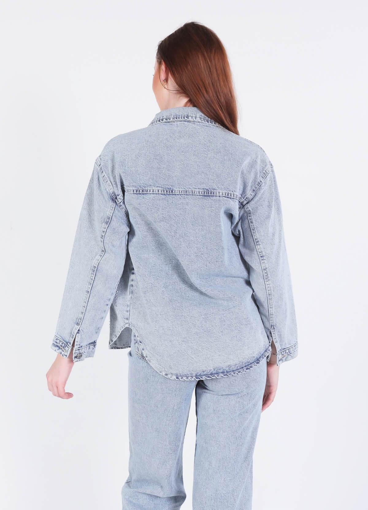 Buz Taşlı Oversize Gömlek 7089