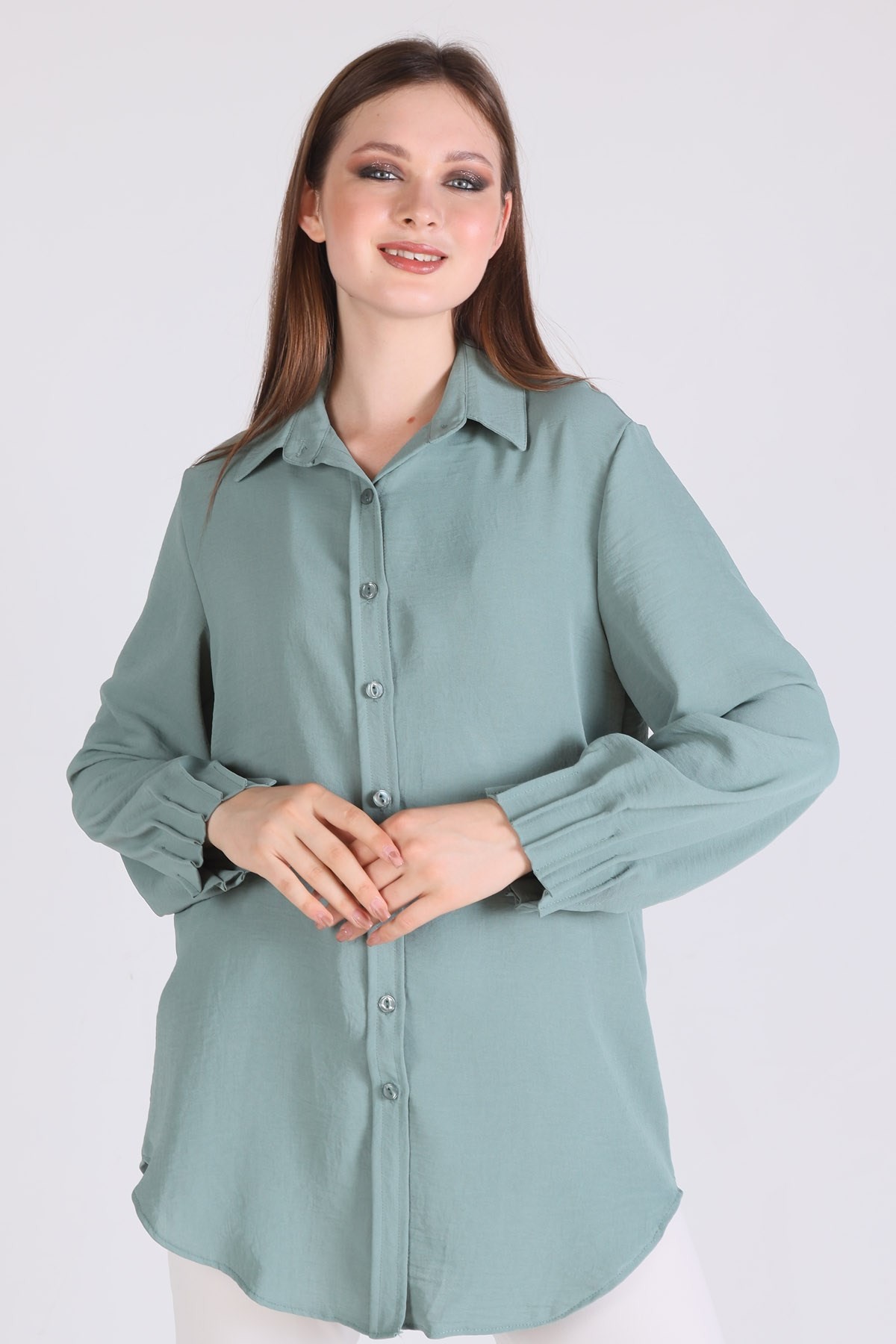Çağla Kol Drape Detay Gömlek 6454A