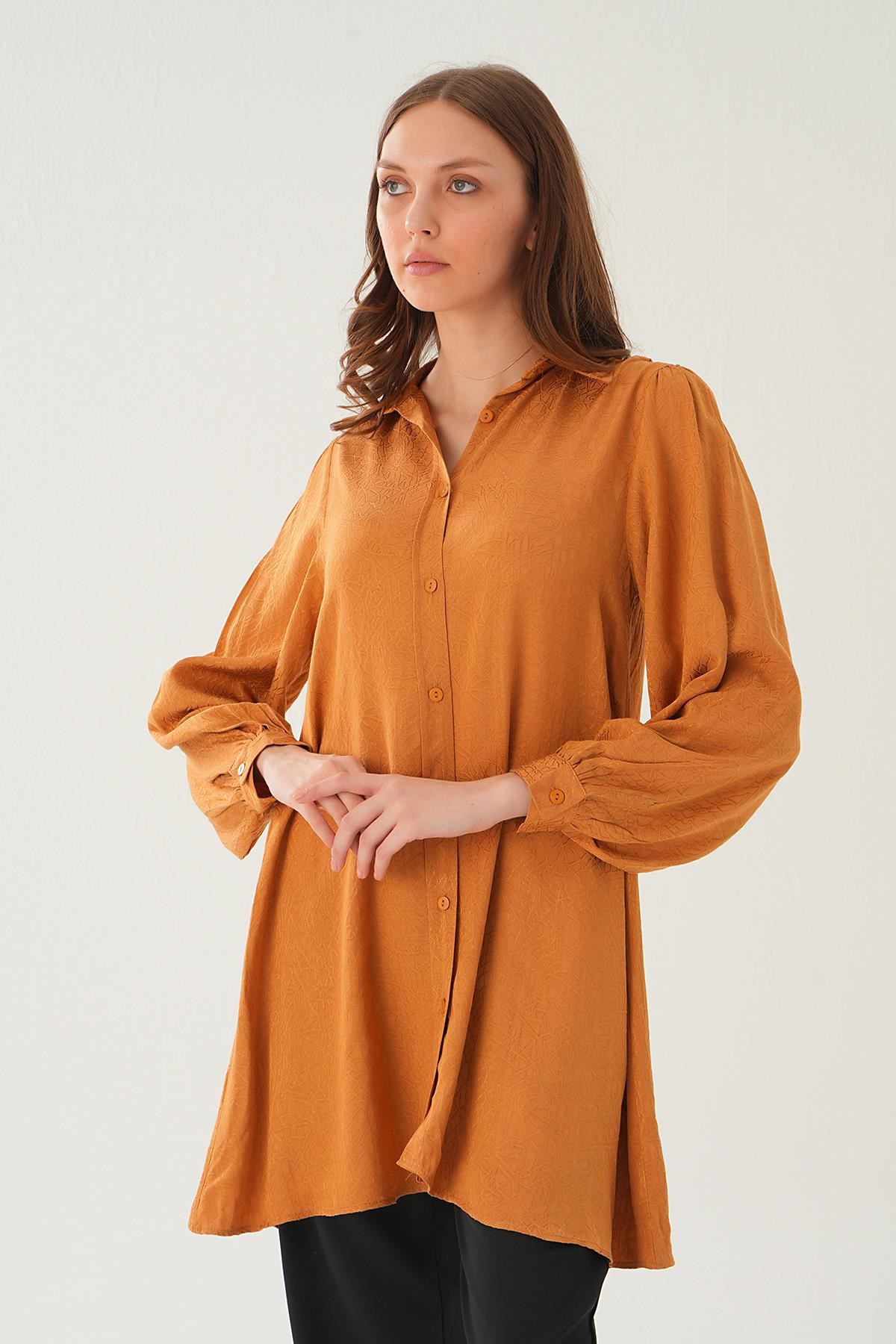 Camel Balon Kol Desenli Tunik 4208A