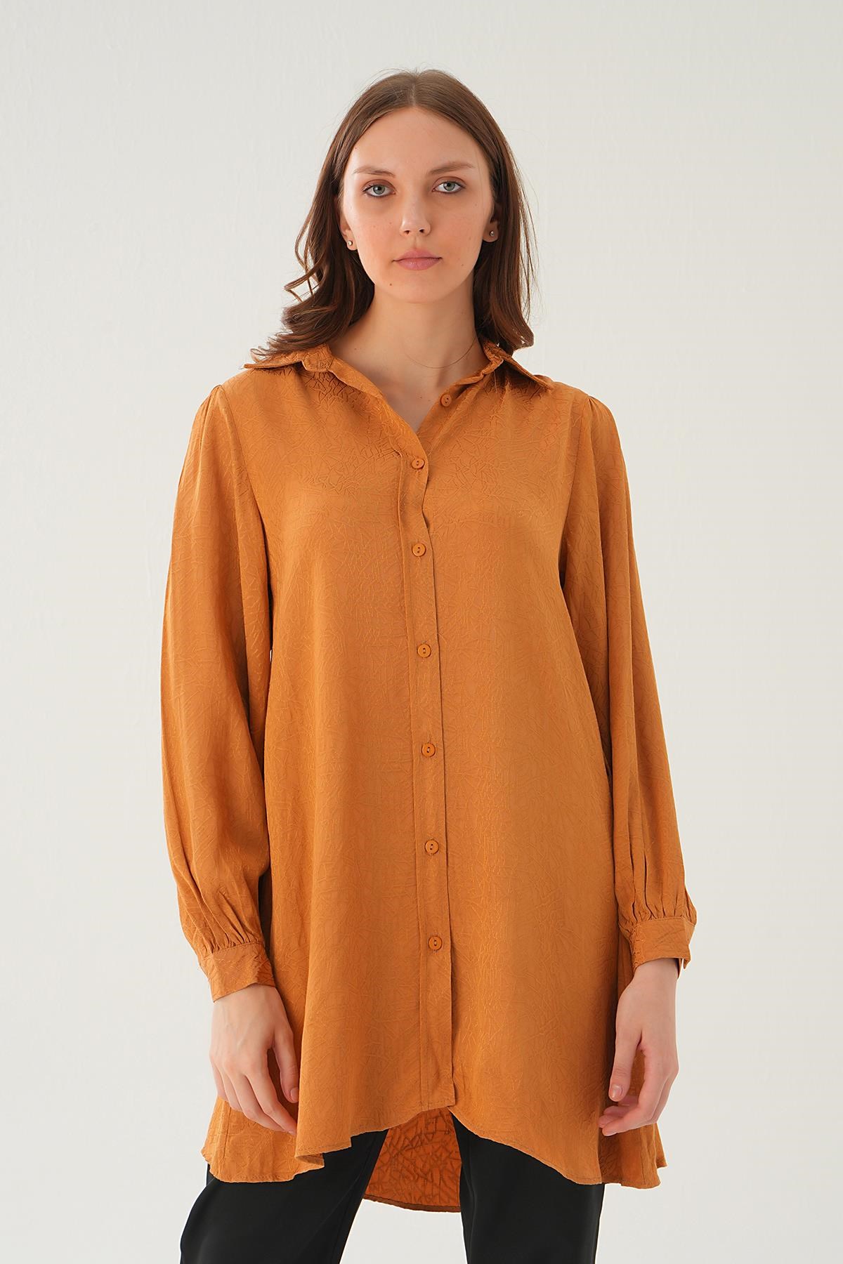 Camel Balon Kol Desenli Tunik 4208A