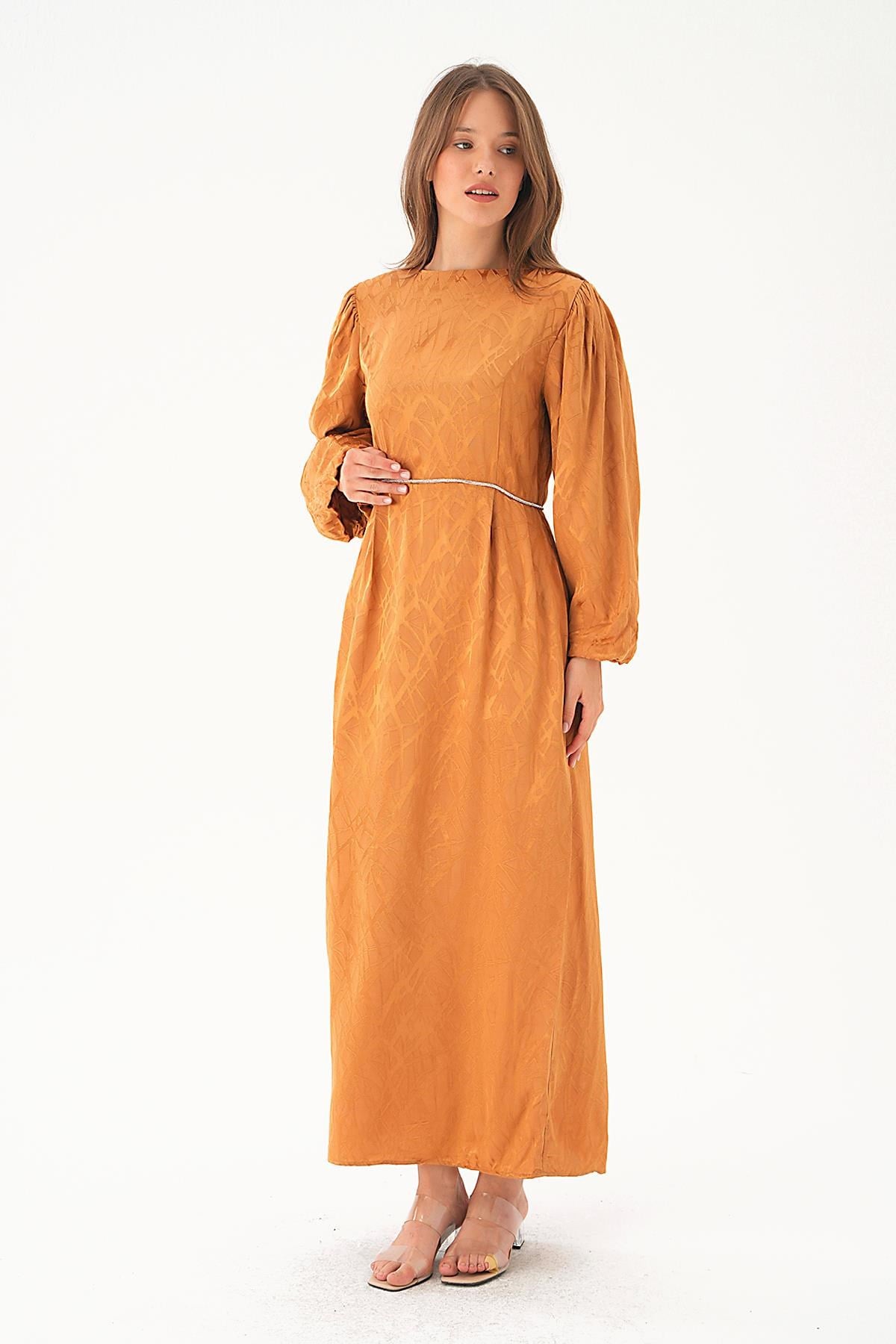 Camel Balon Kol Elbise 4209A