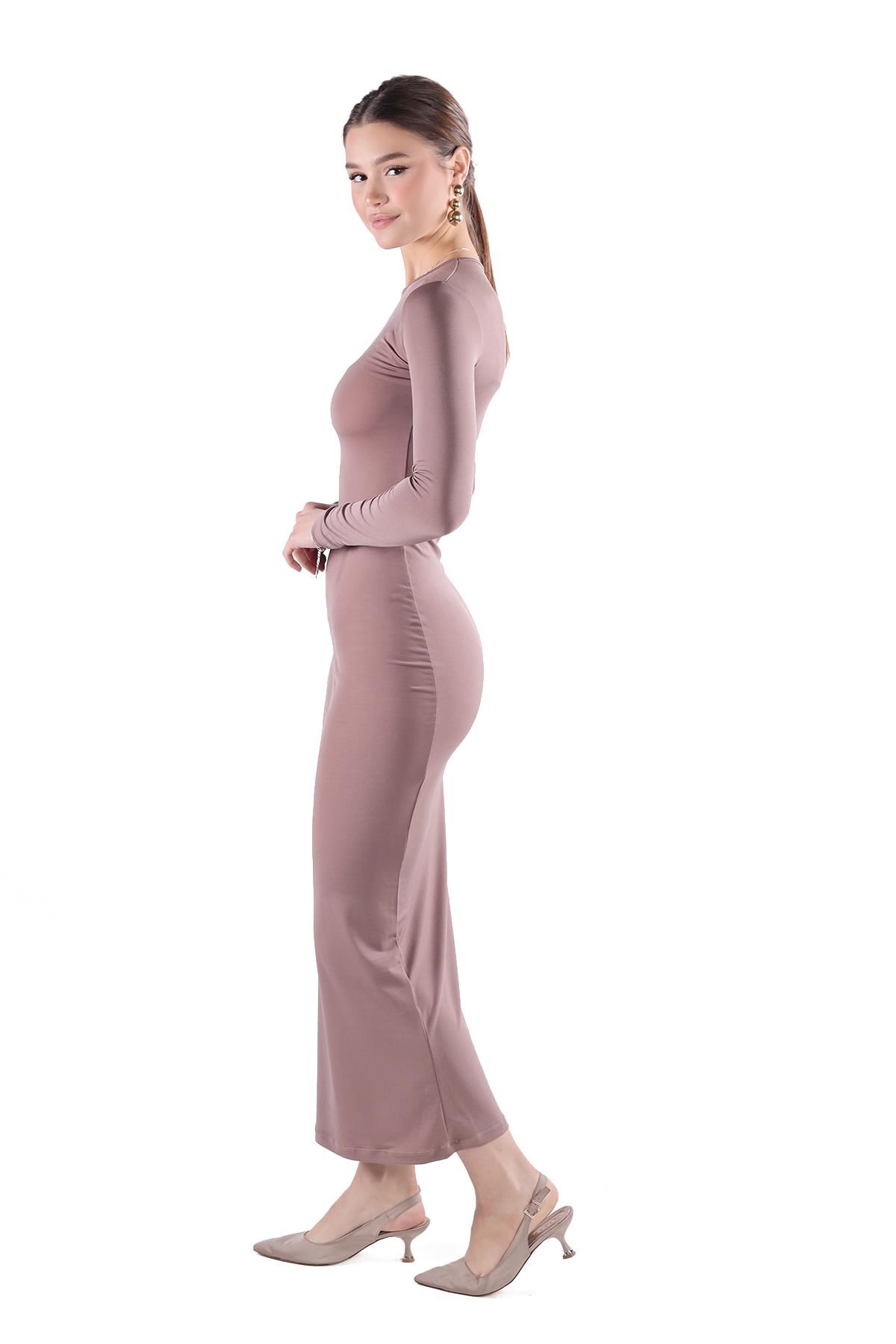 Camel Bisiklet Yaka Elbise 376
