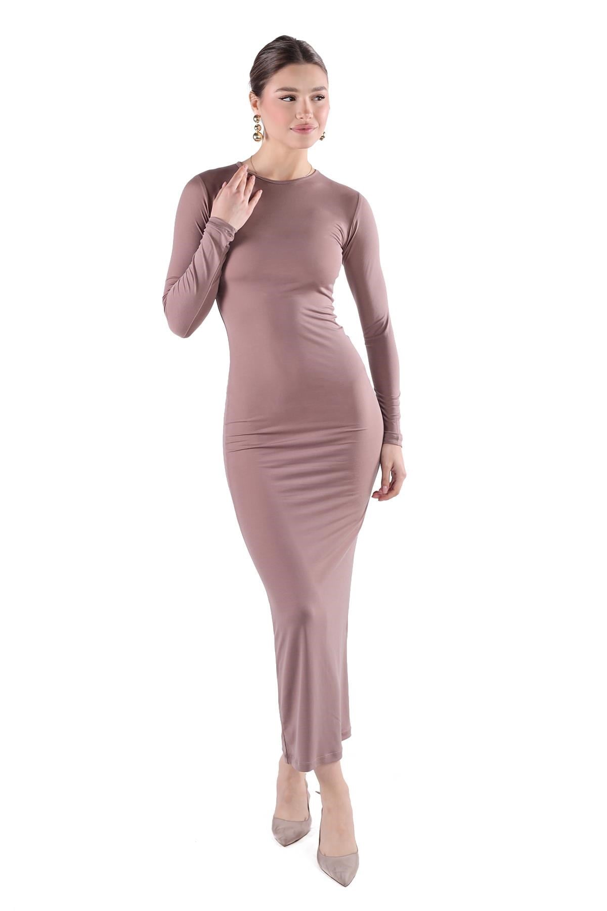 Camel Bisiklet Yaka Elbise 376