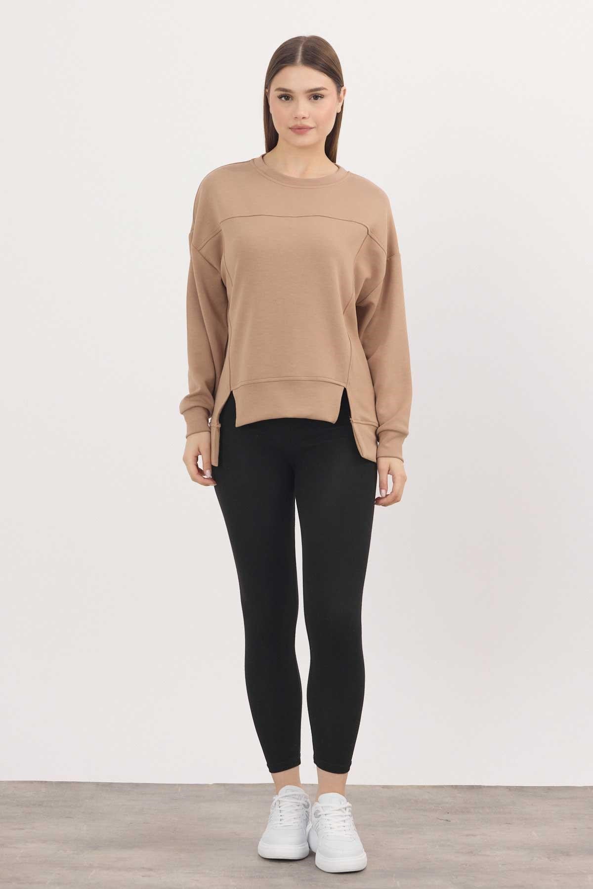 Camel Bisiklet Yaka Parçalı Oysho Sweat 3000