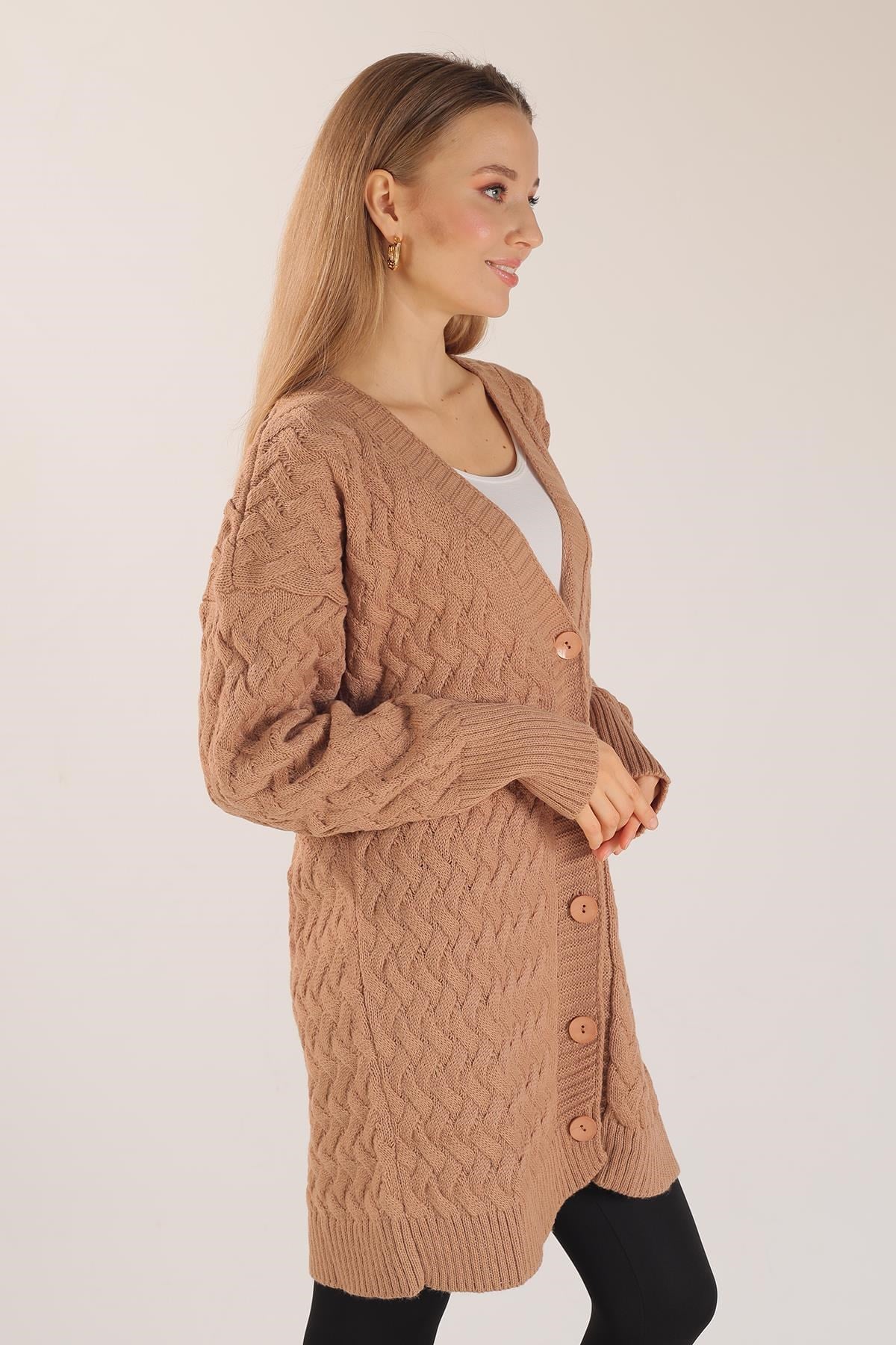 Camel Düğmeli Triko Hırka 369