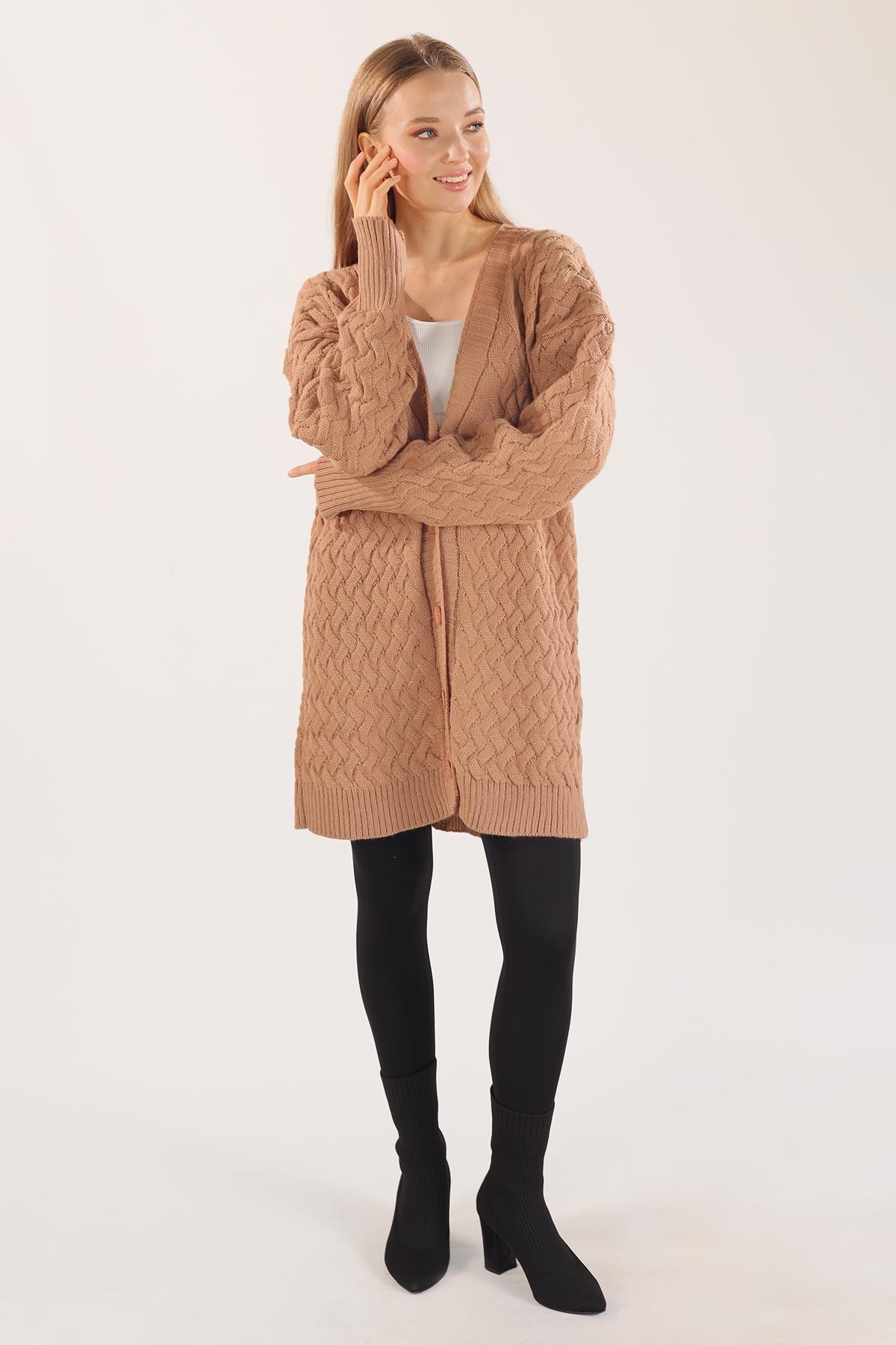Camel Düğmeli Triko Hırka 369