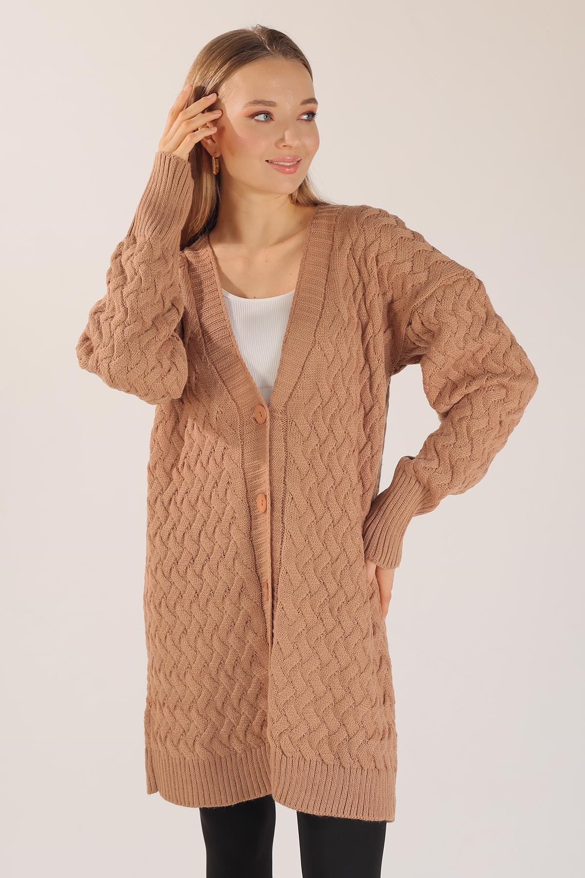 Camel Düğmeli Triko Hırka 369