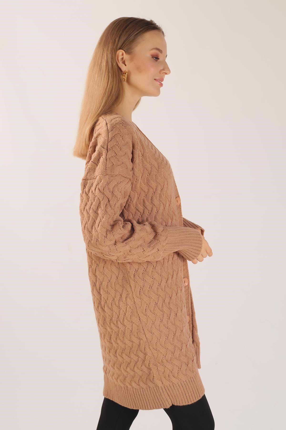 Camel Düğmeli Triko Hırka 369