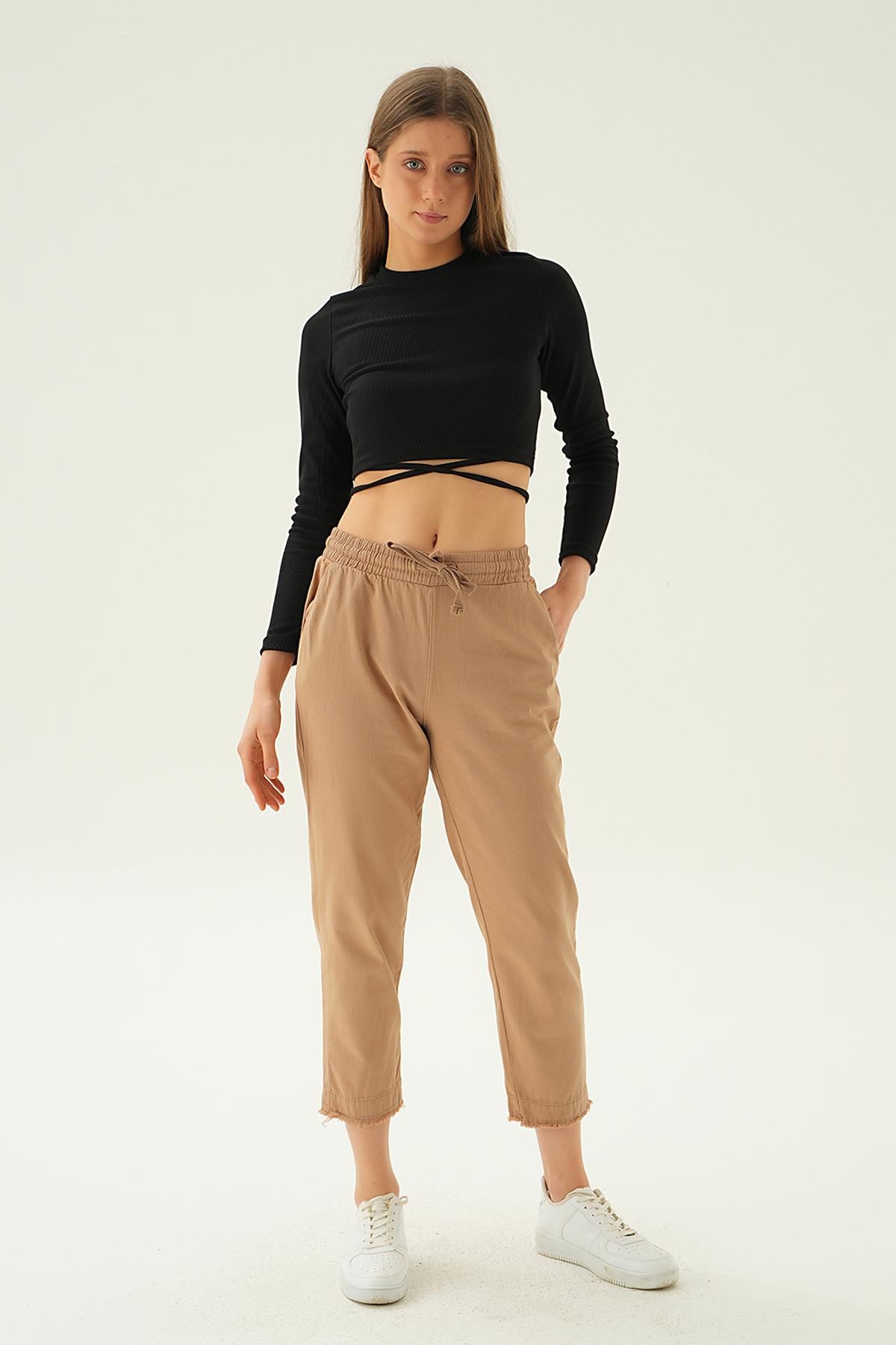 Camel Paça Püskül Pantolon 4228