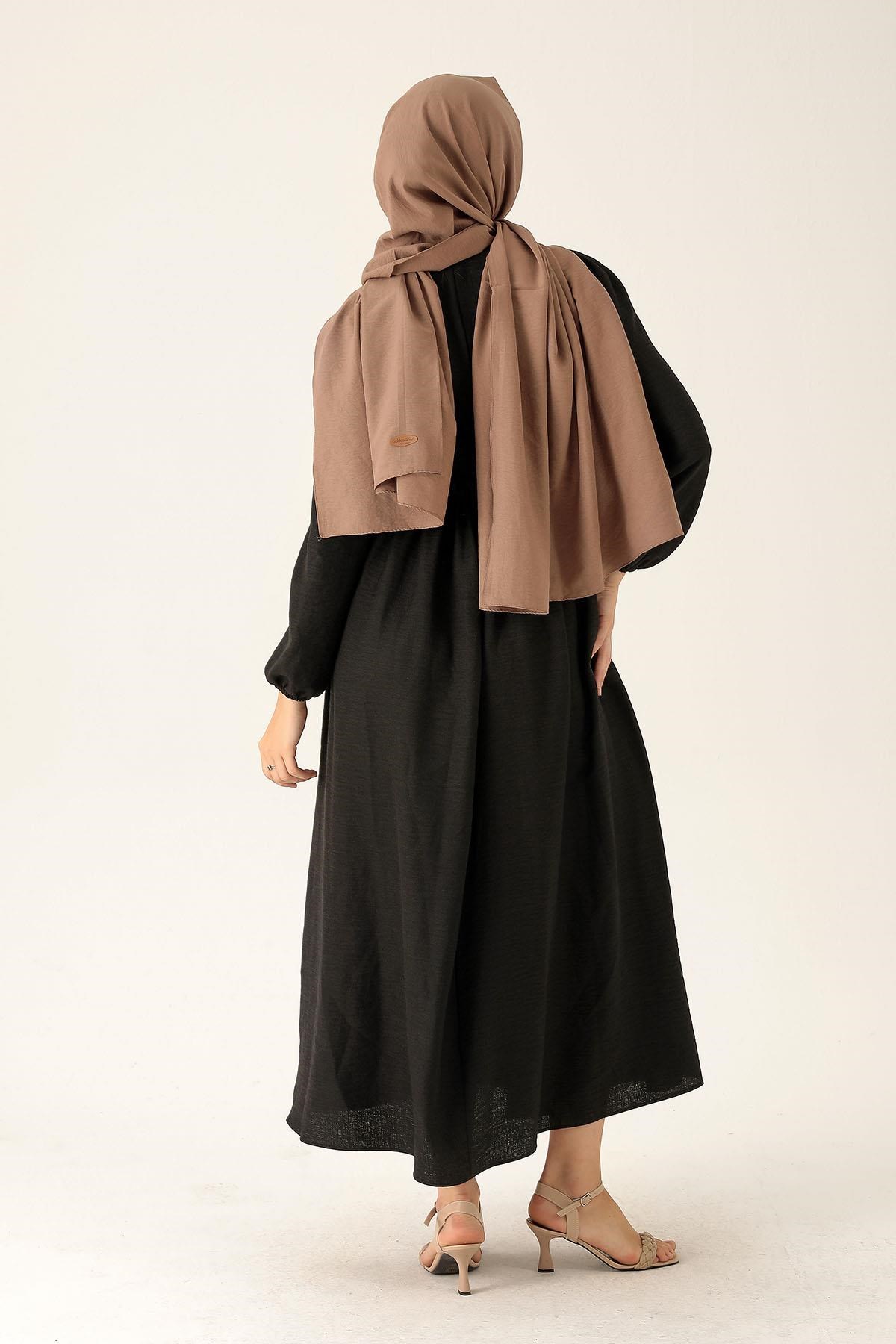 Dantel Detay Elbise - 6753A Siyah
