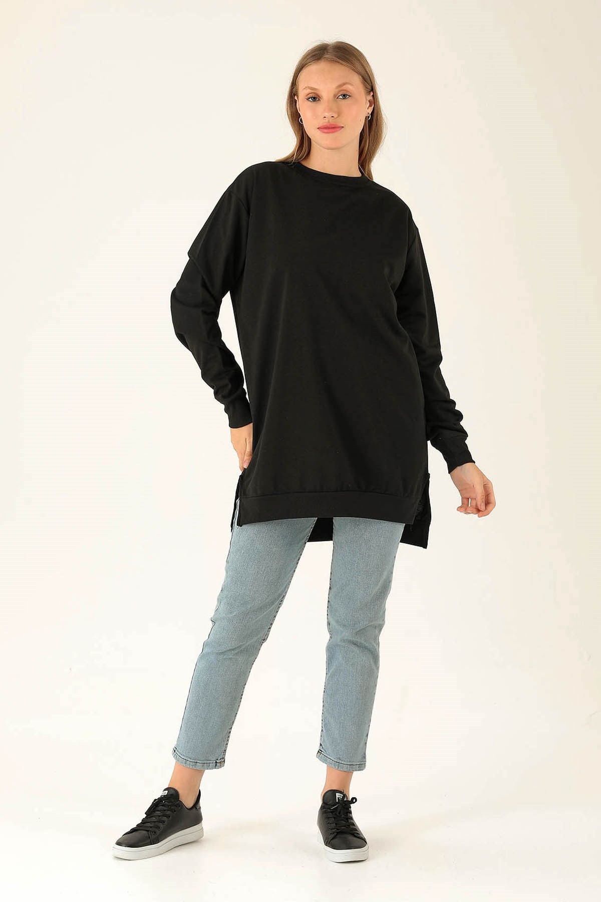 Düz Basic Bayan Sweat - 0013 Siyah