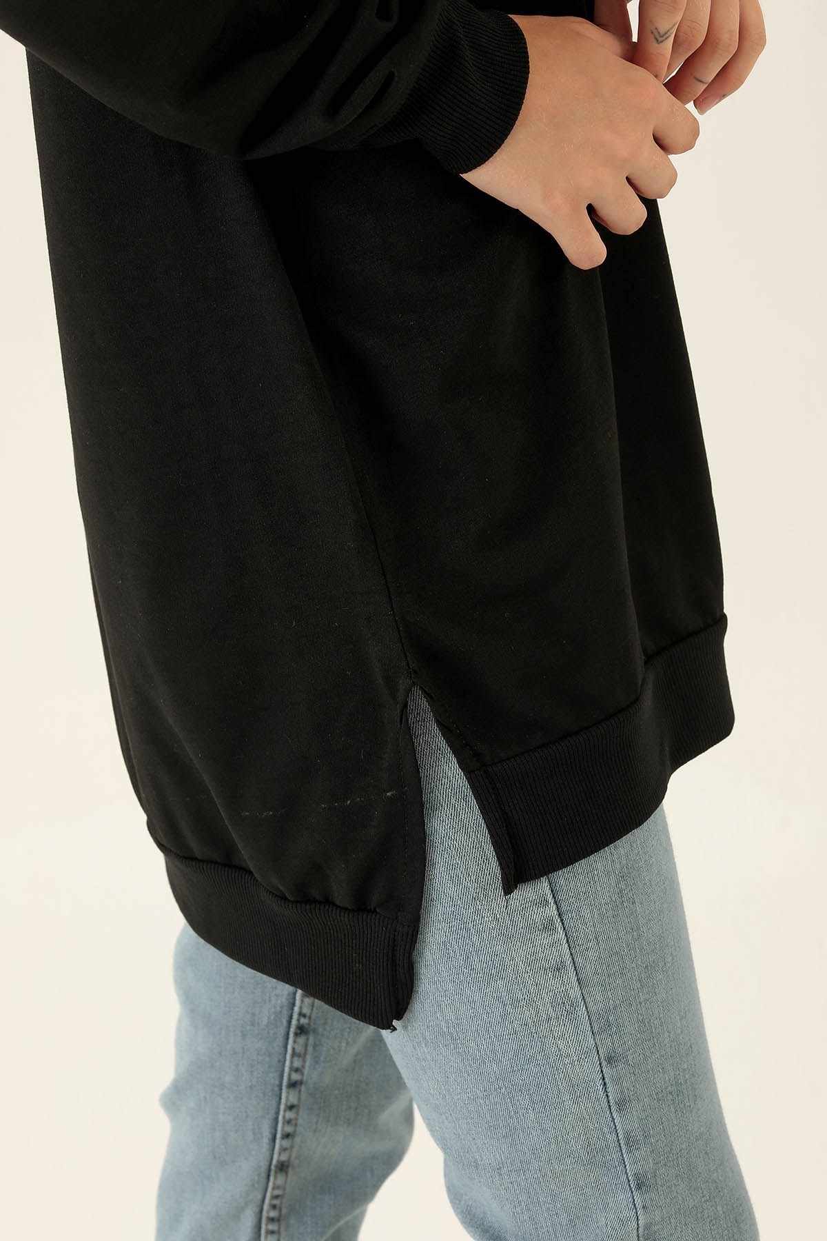 Düz Basic Bayan Sweat - 0013 Siyah
