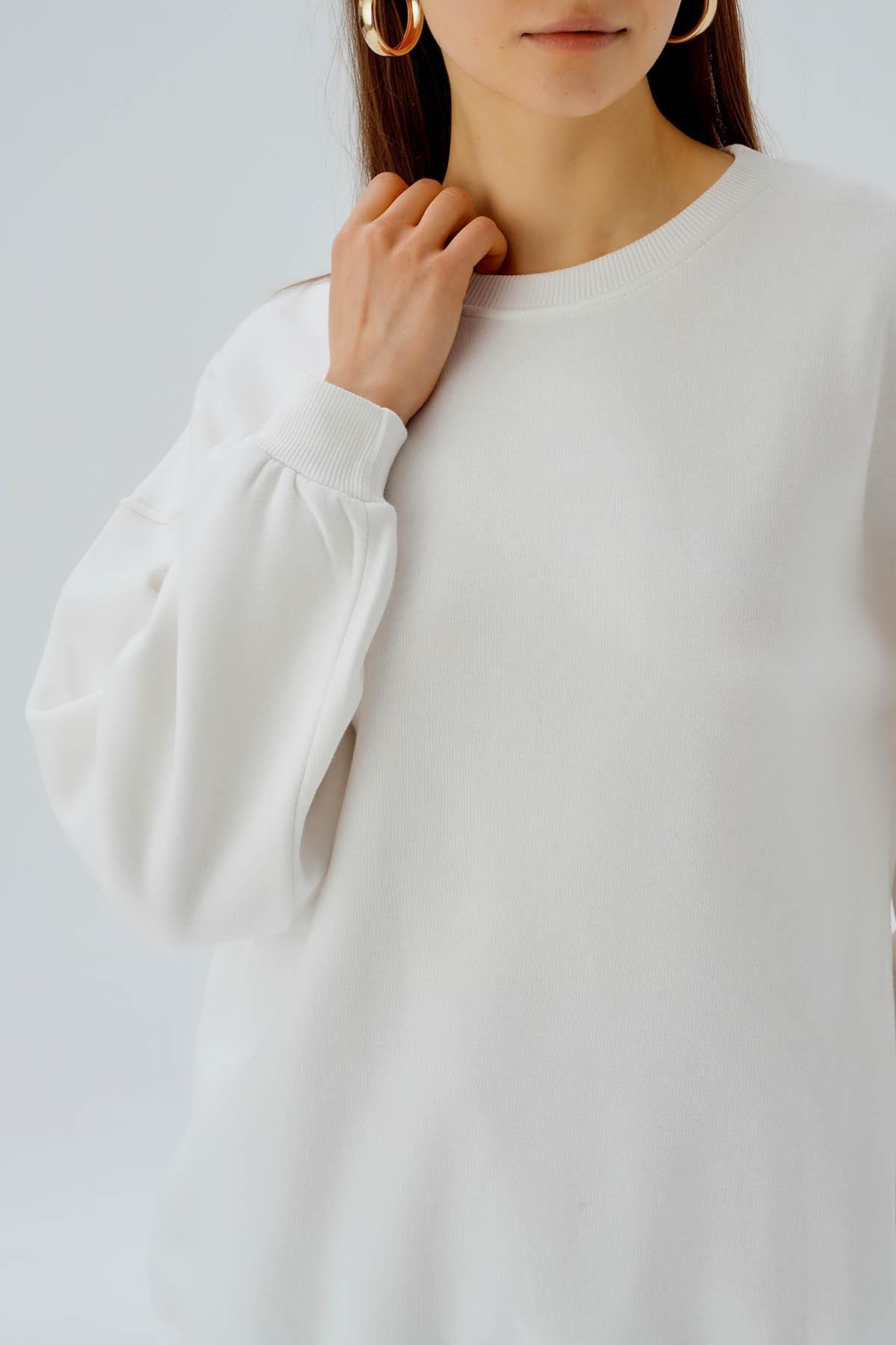 Ekru Bisiklet Yaka Oversize Sweat 3183