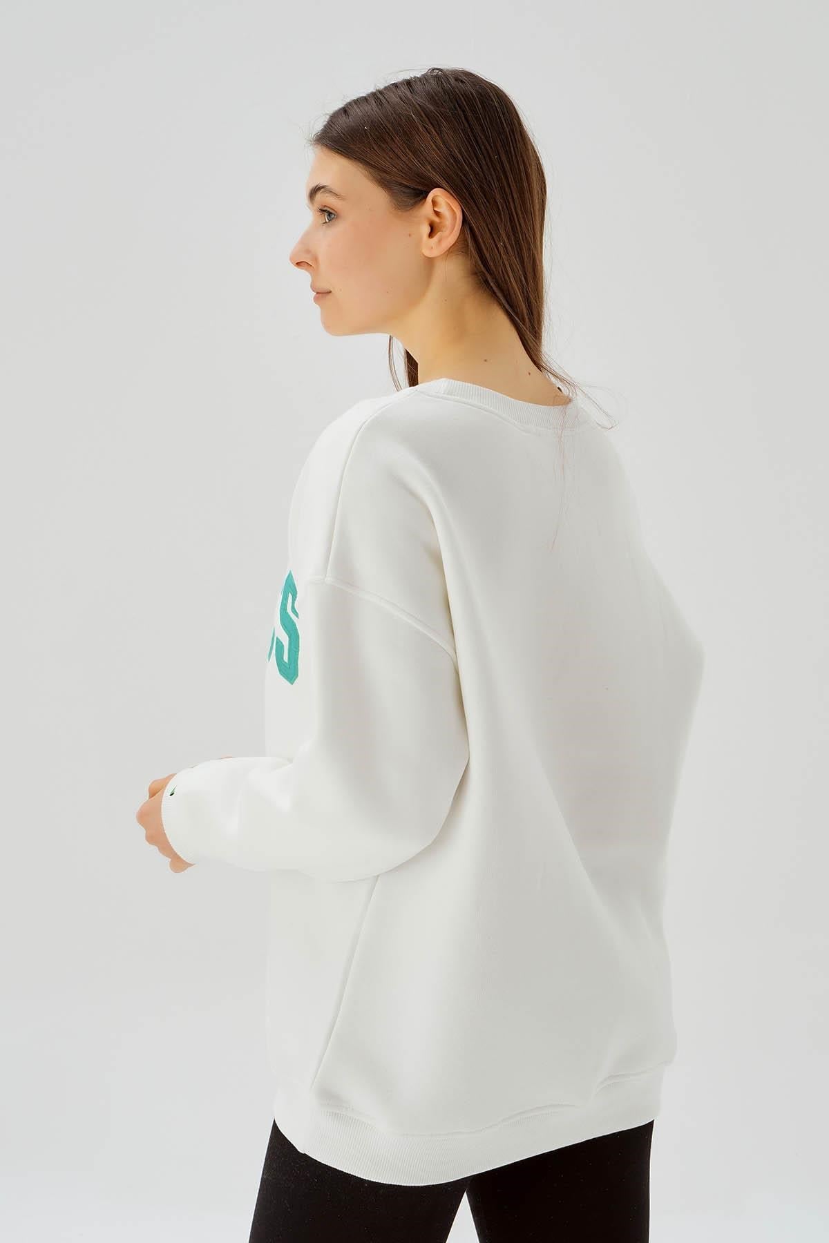 Ekru Boston Baskı Detay Sweat 3536