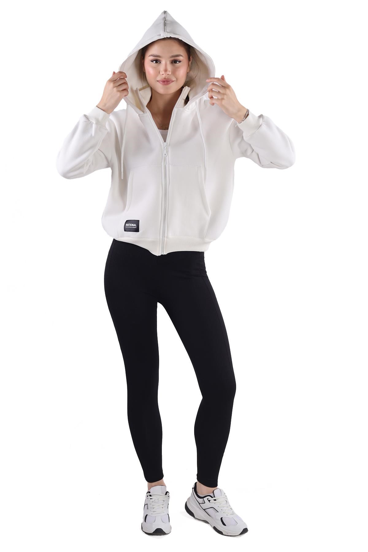 Ekru Fermuar Detay Sweat 9171M