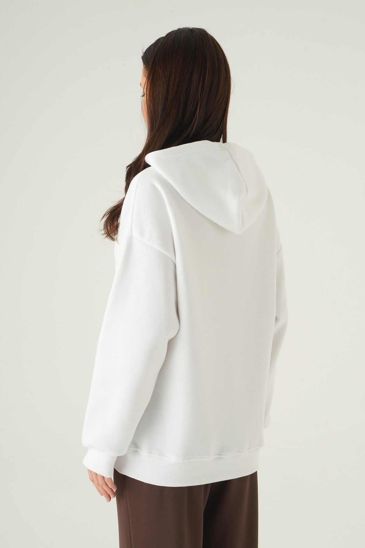 Ekru Kapüşonlu Sweat 1203