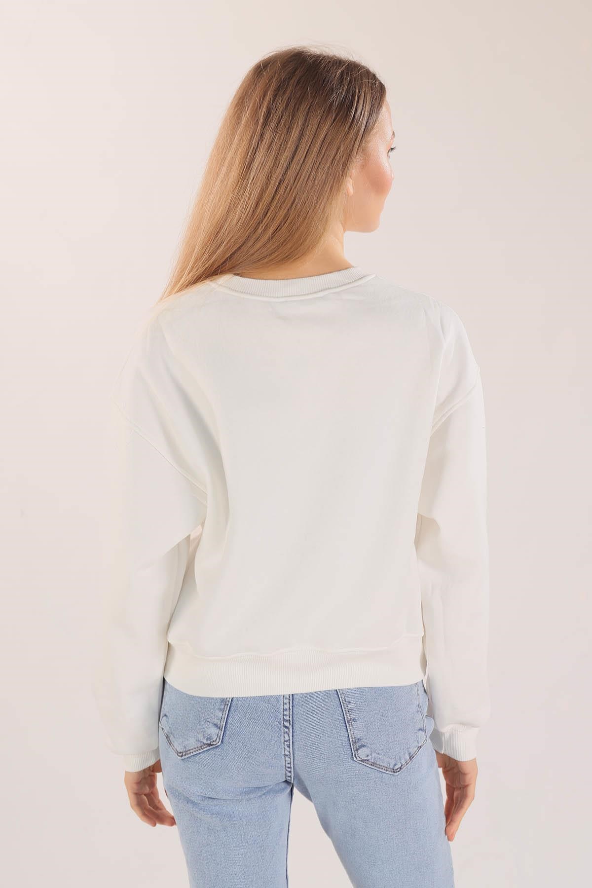 Ekru Manhattan Baskılı Sweat 3110