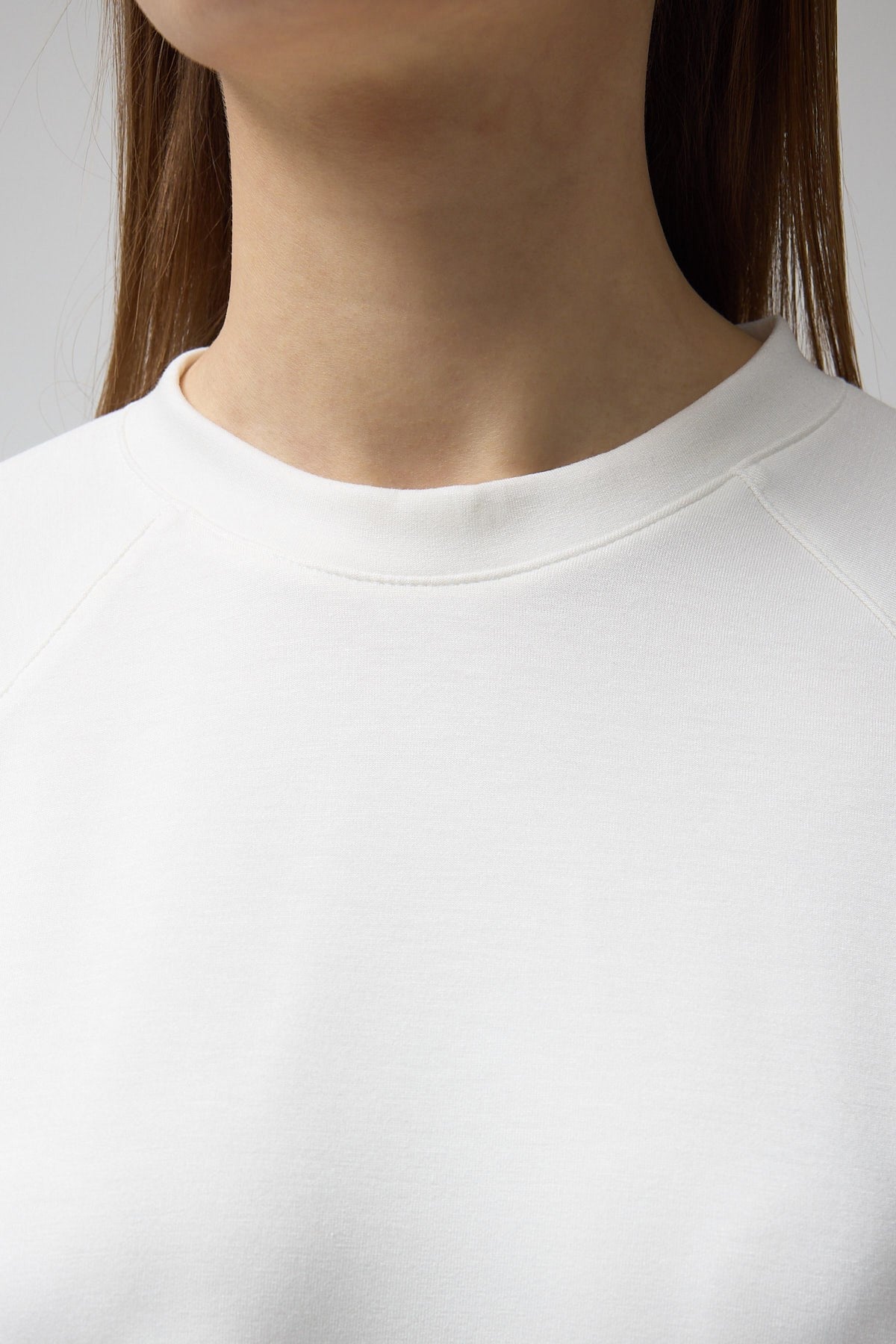 Ekru Oversize Bisiklet Yaka Kadın Sweat 8251A