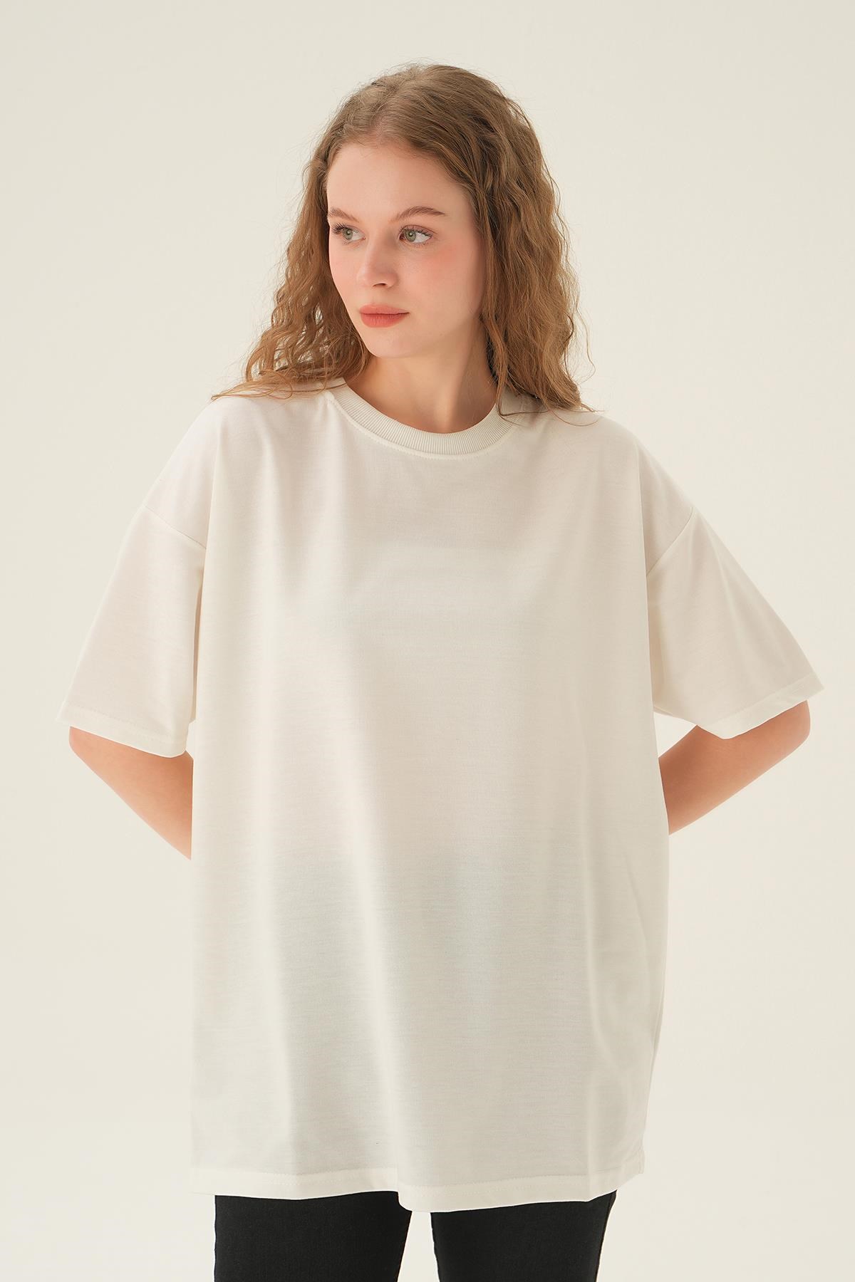 Ekru Oversize Tişört TCR-1633