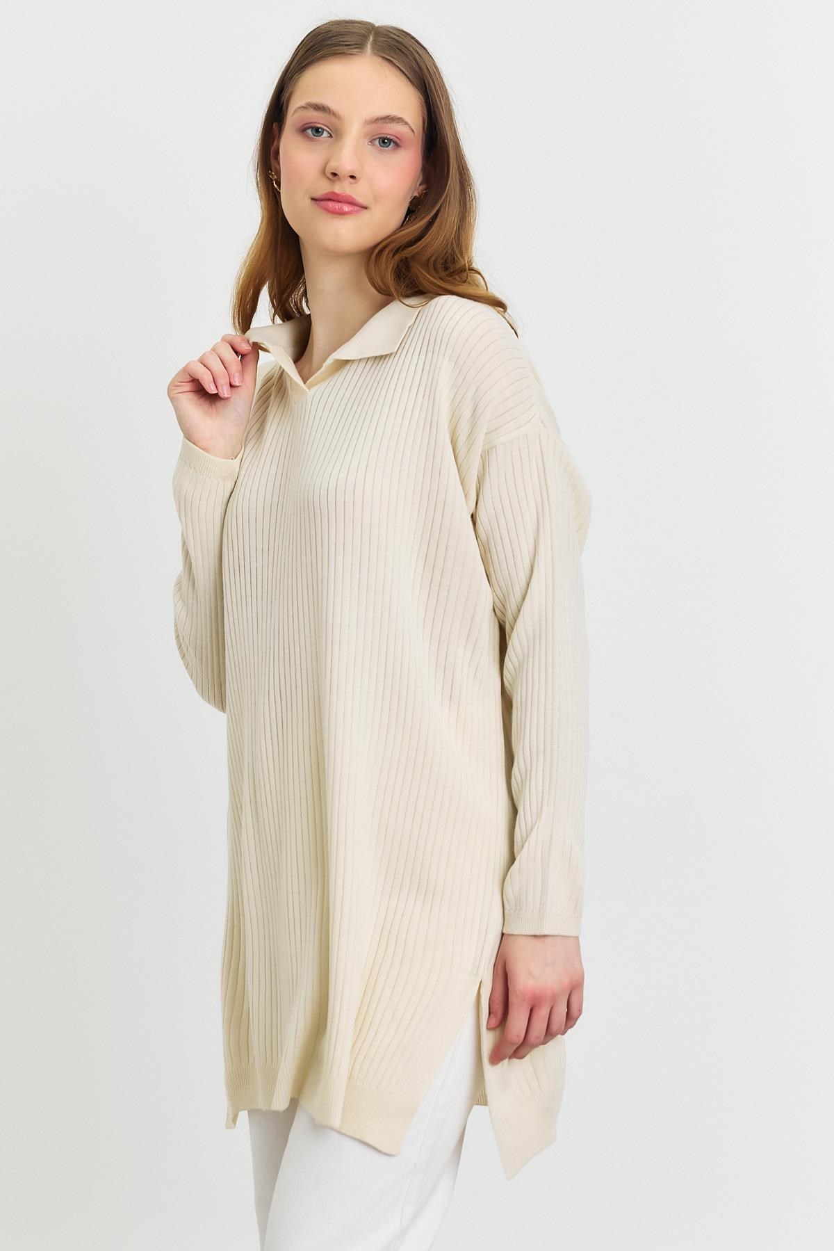 Ekru Polo Yaka Tunik 5410