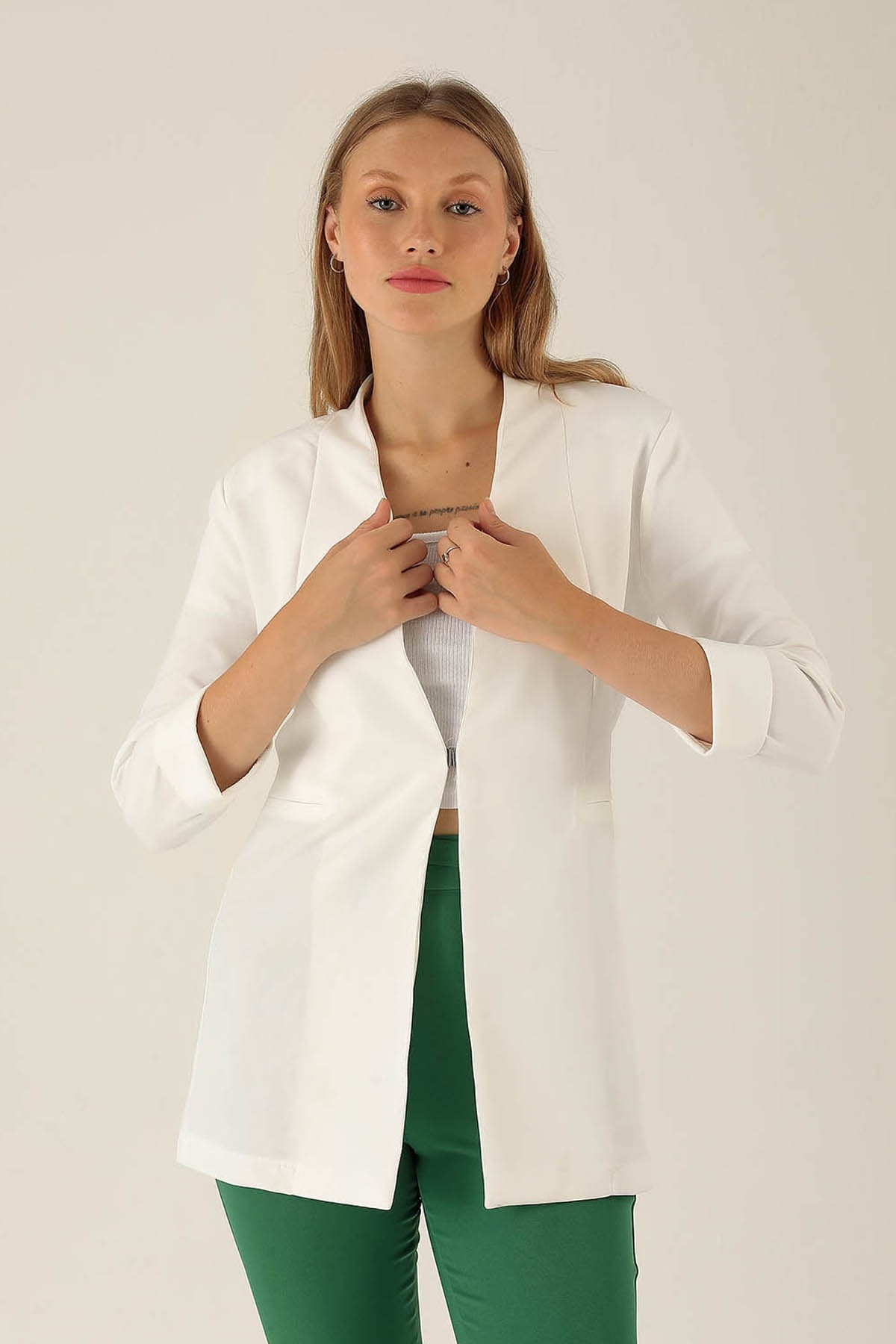 Fakir Kol Ceket - 6005A Ekru
