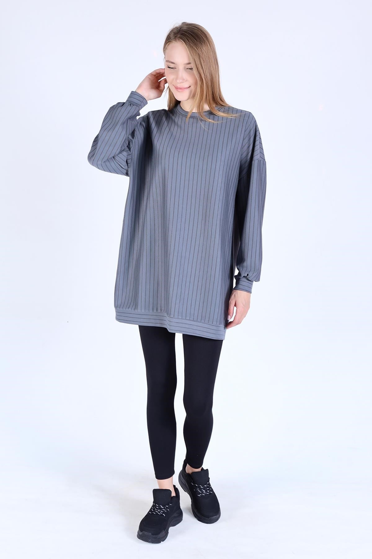Füme  Çizgili Tunik 4315A