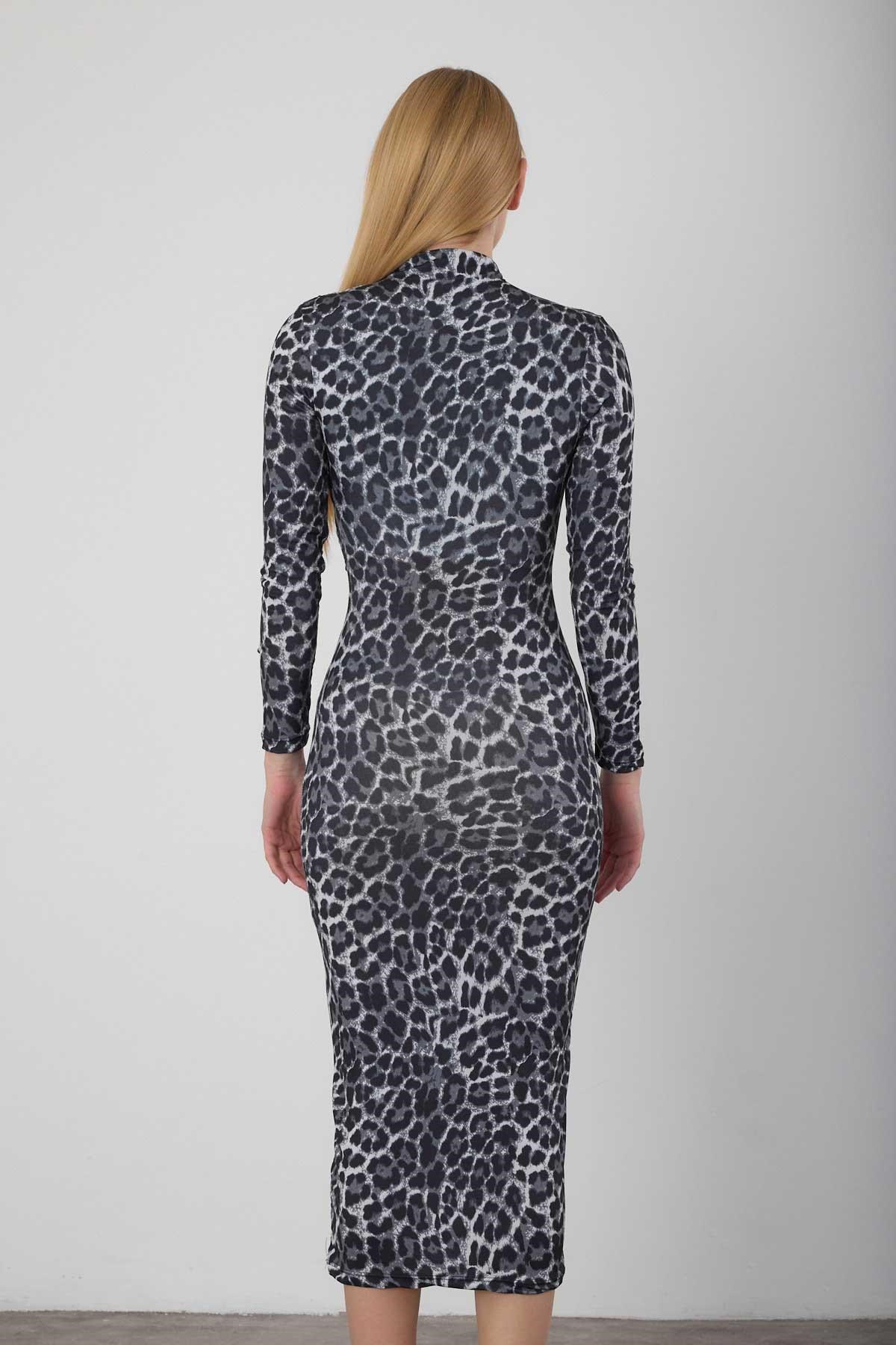 Füme Leopar Elbise 377-1