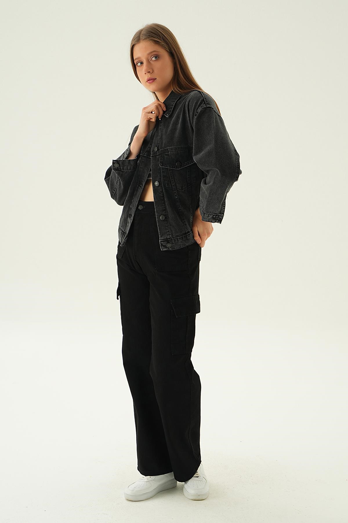 Füme Oversize Kot Ceket 7084