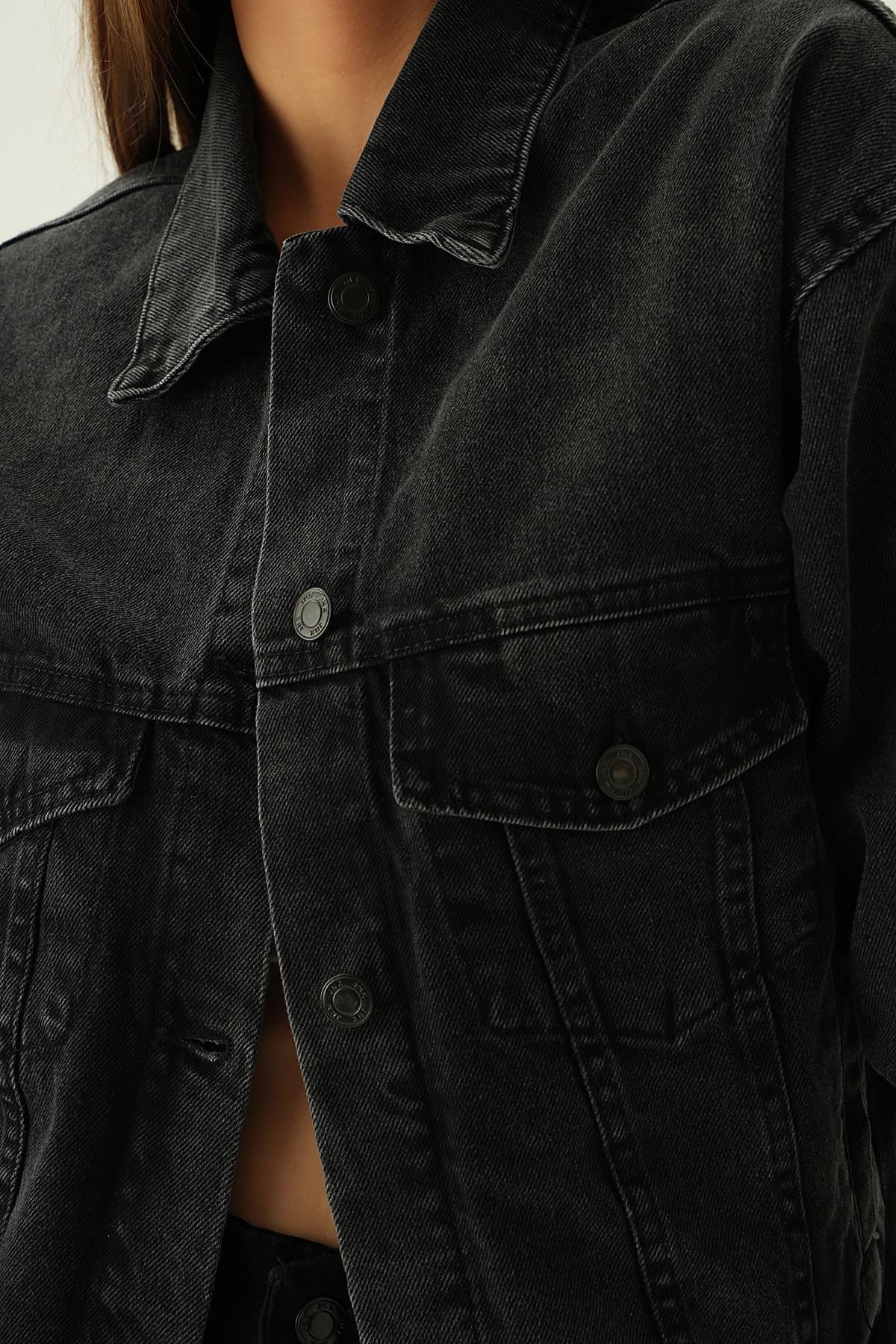 Füme Oversize Kot Ceket 7084