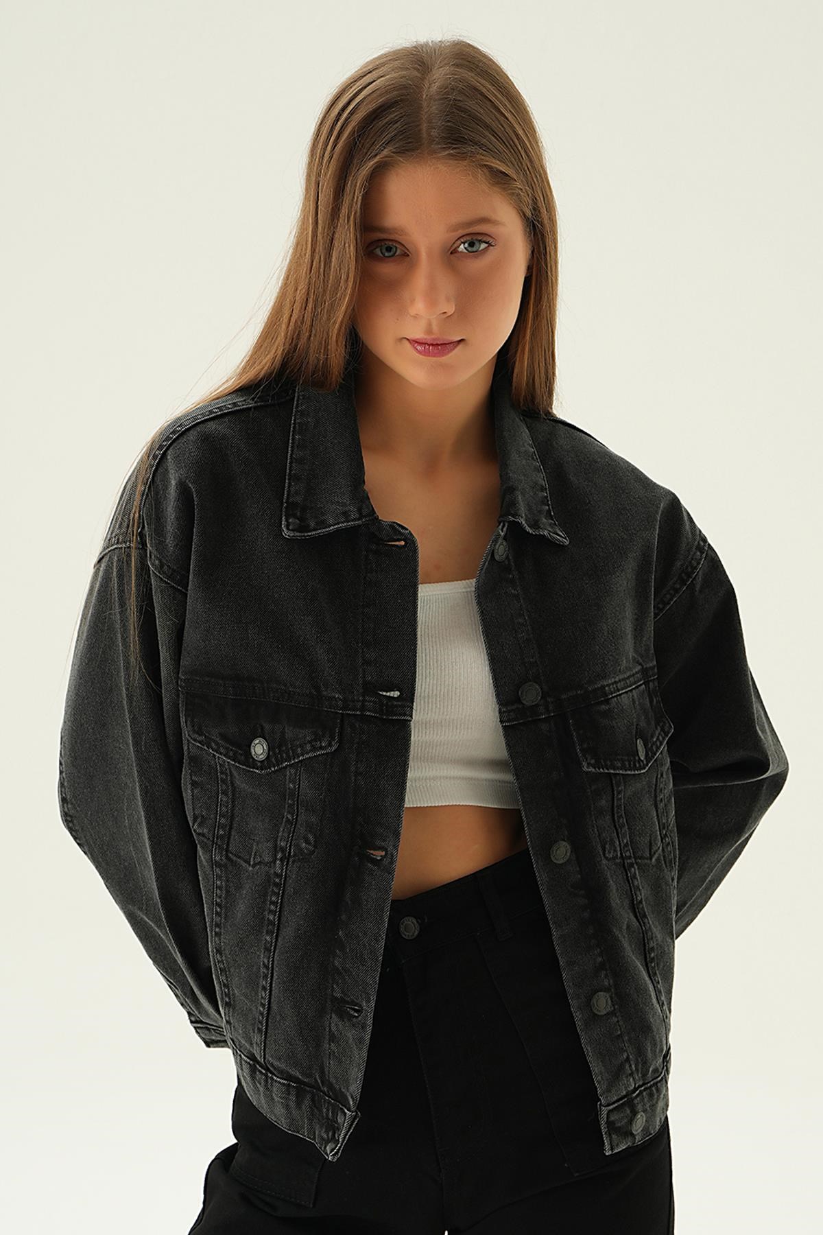 Füme Oversize Kot Ceket 7084
