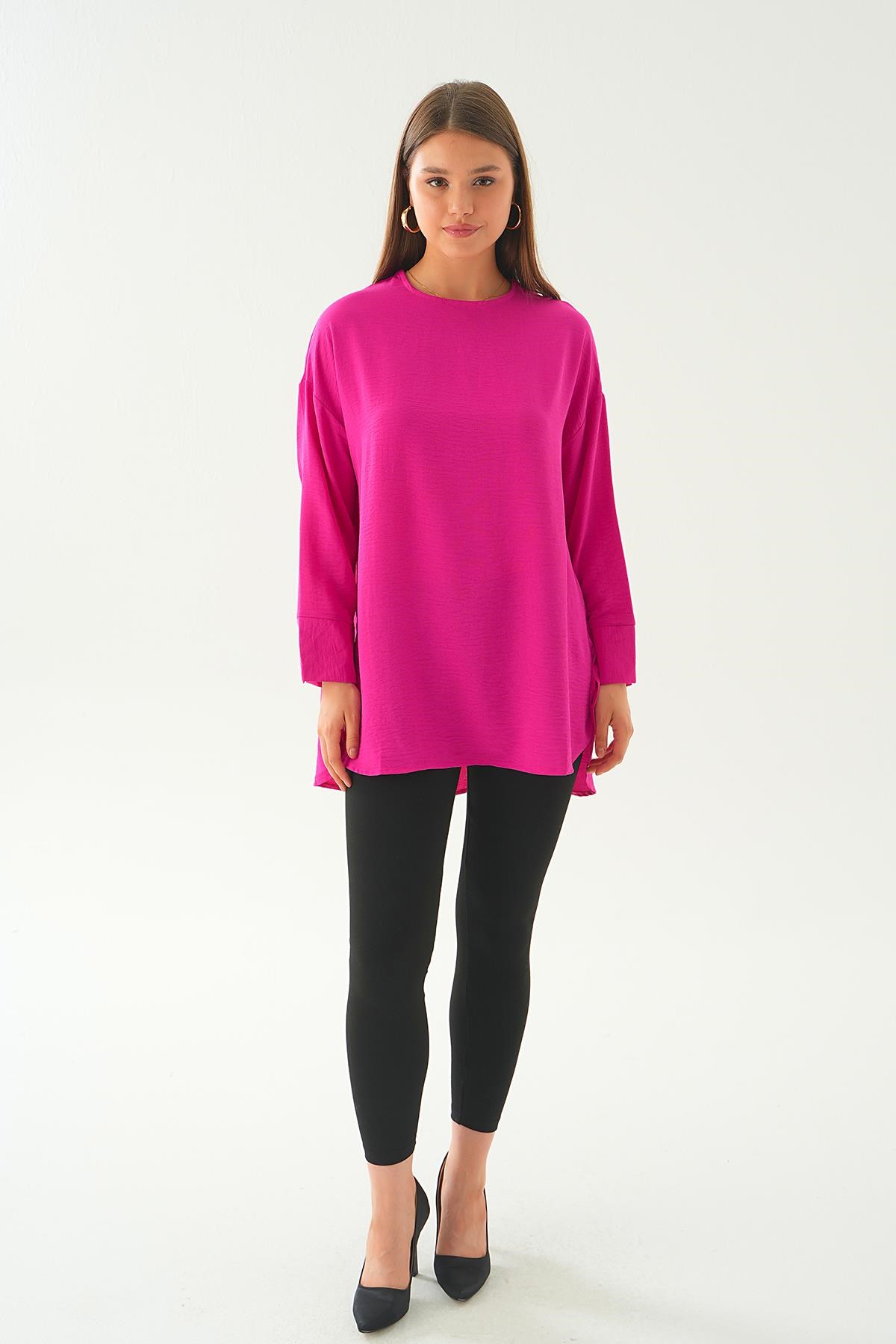 Fuşya Bisiklet Yaka Tunik 6808A