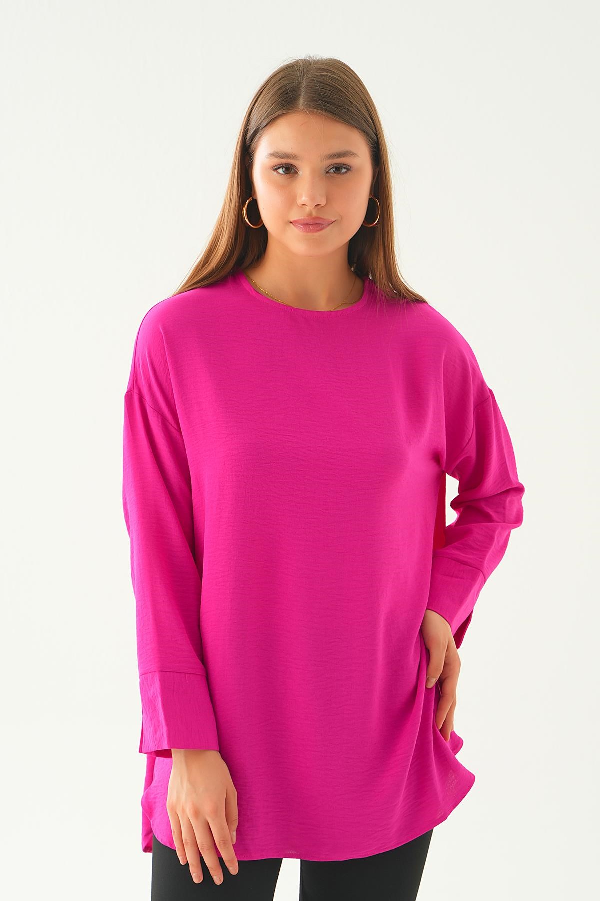Fuşya Bisiklet Yaka Tunik 6808A