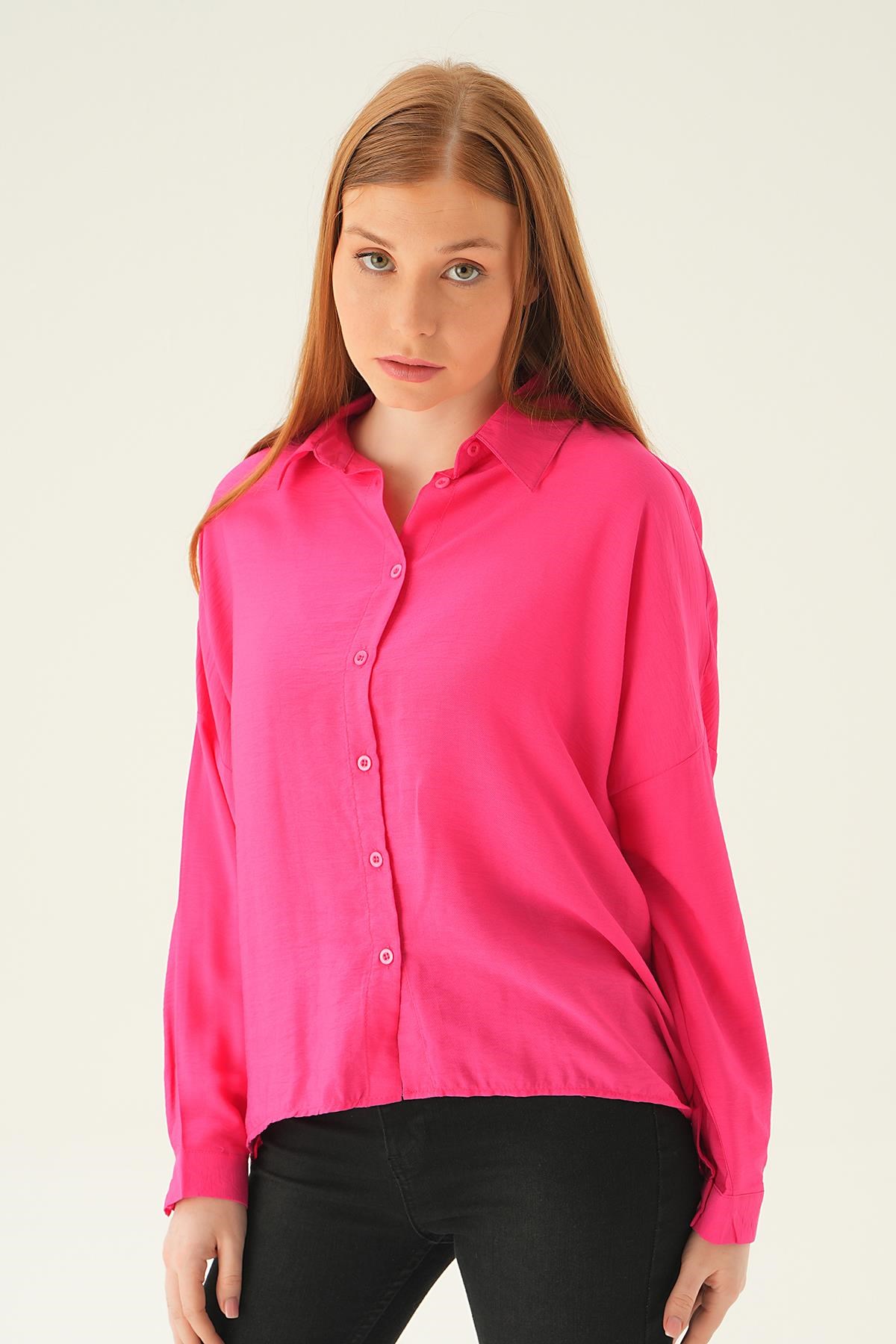 Fuşya Oversize Gömlek 6557-1