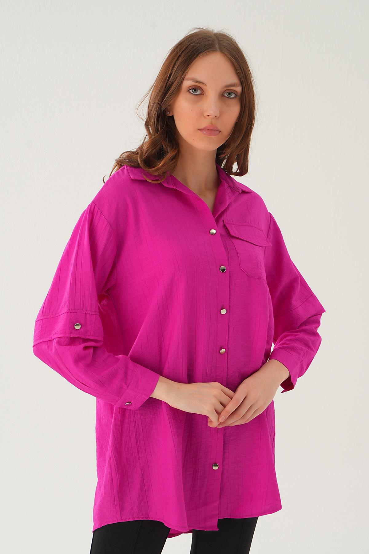 Fuşya Tek Cep Tunik 4237A