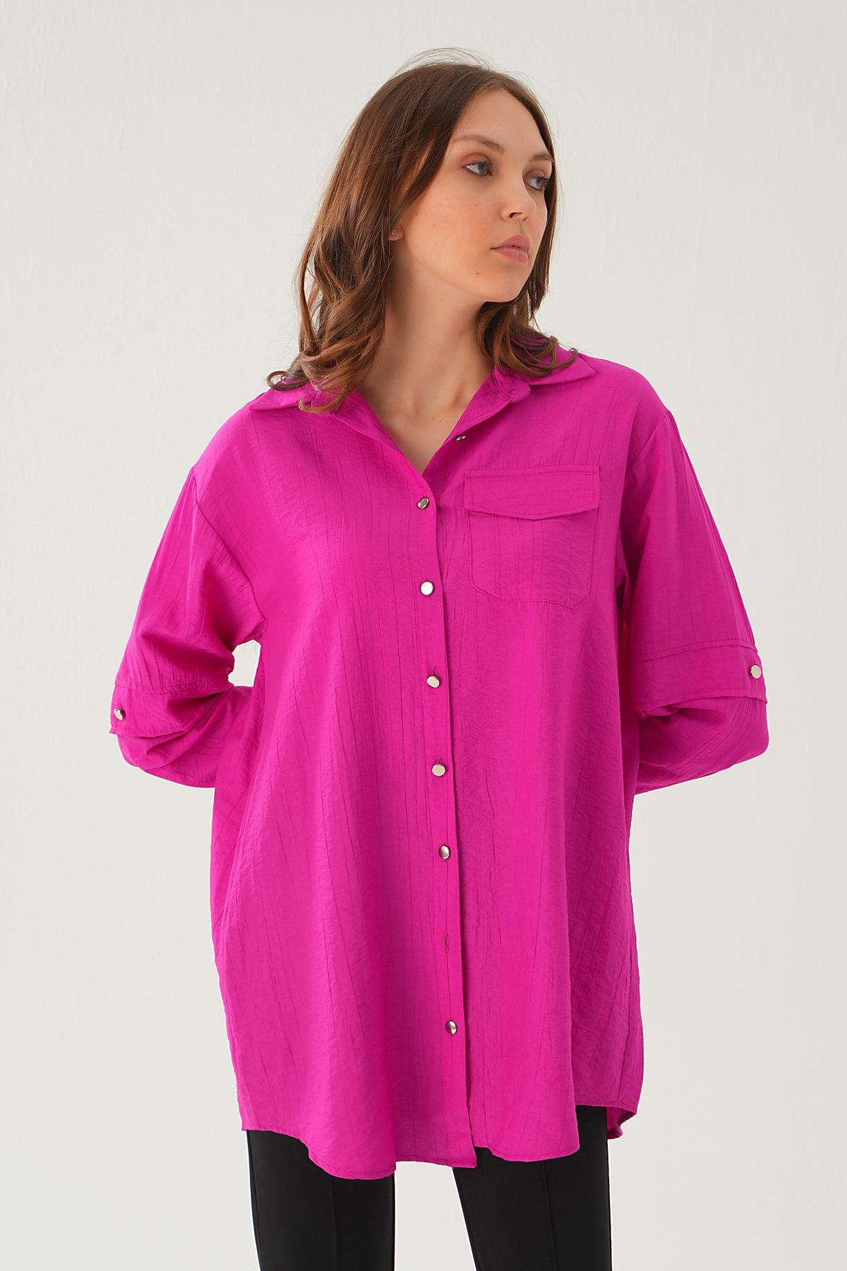 Fuşya Tek Cep Tunik 4237A