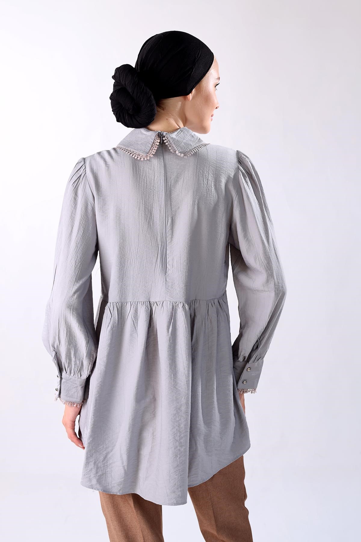 Gri Bebe Yaka Tunik 4069A