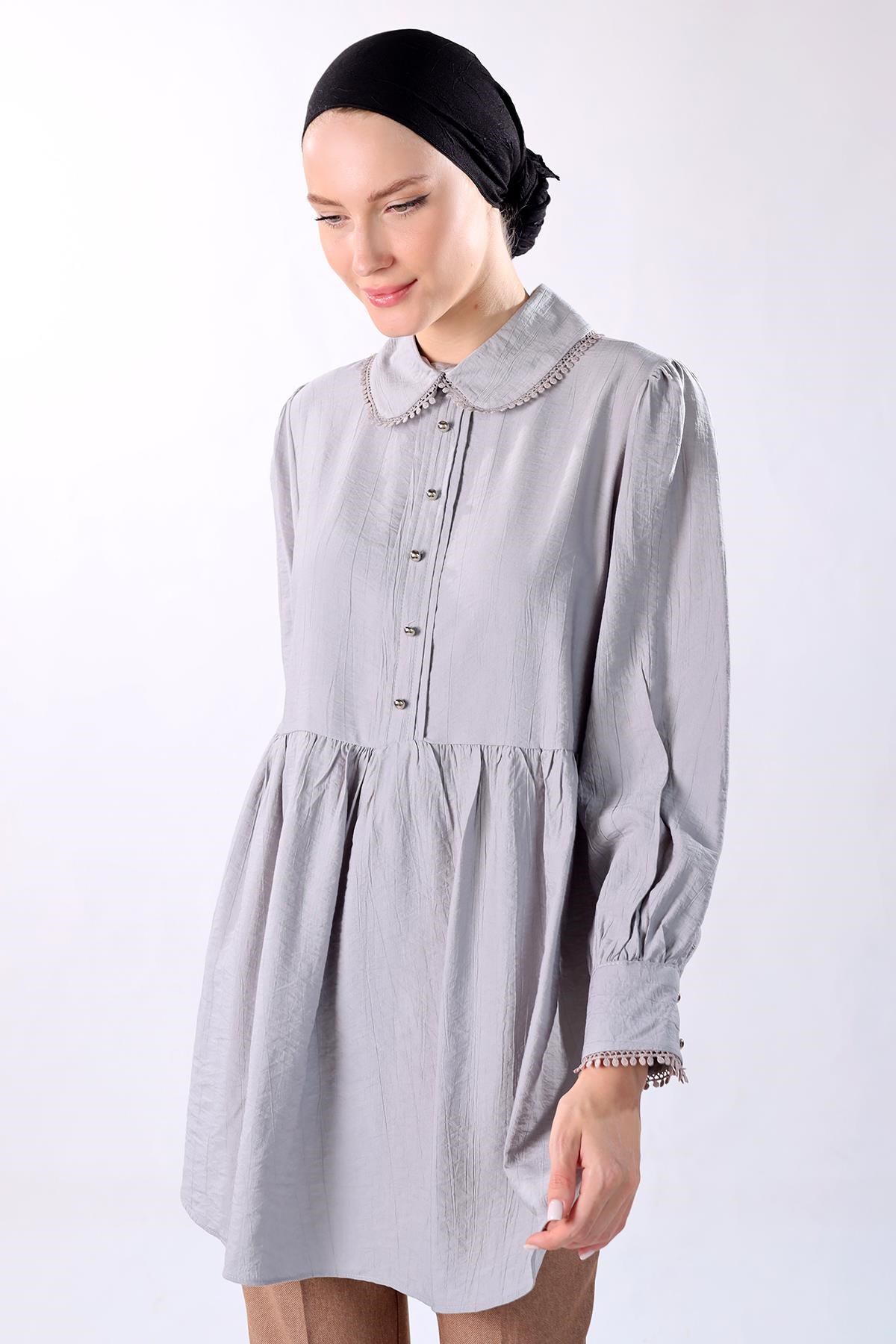 Gri Bebe Yaka Tunik 4069A