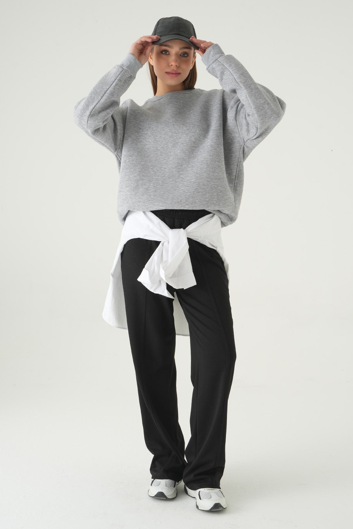 Gri Bisiklet Yaka Sweat 1029