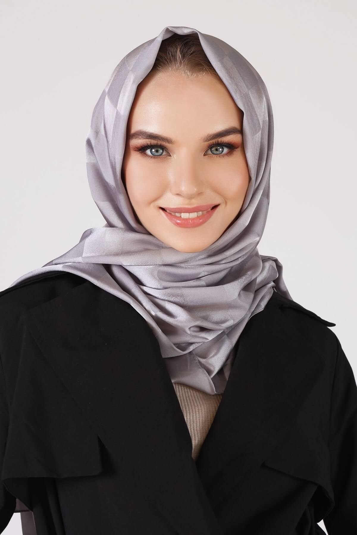 Gri Dama Desen Şal 5664