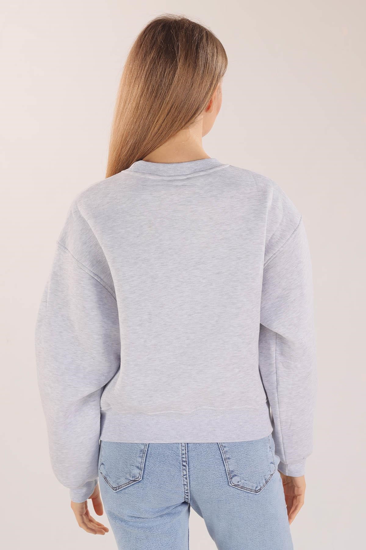 Gri Manhattan Baskılı Sweat 3110